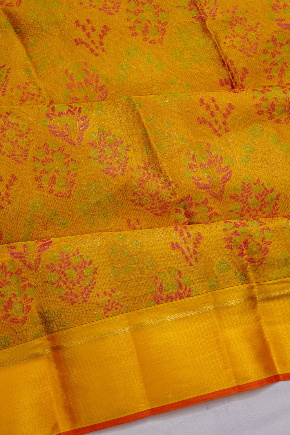 Kanchipuram Silk Brocade Yellow Saree