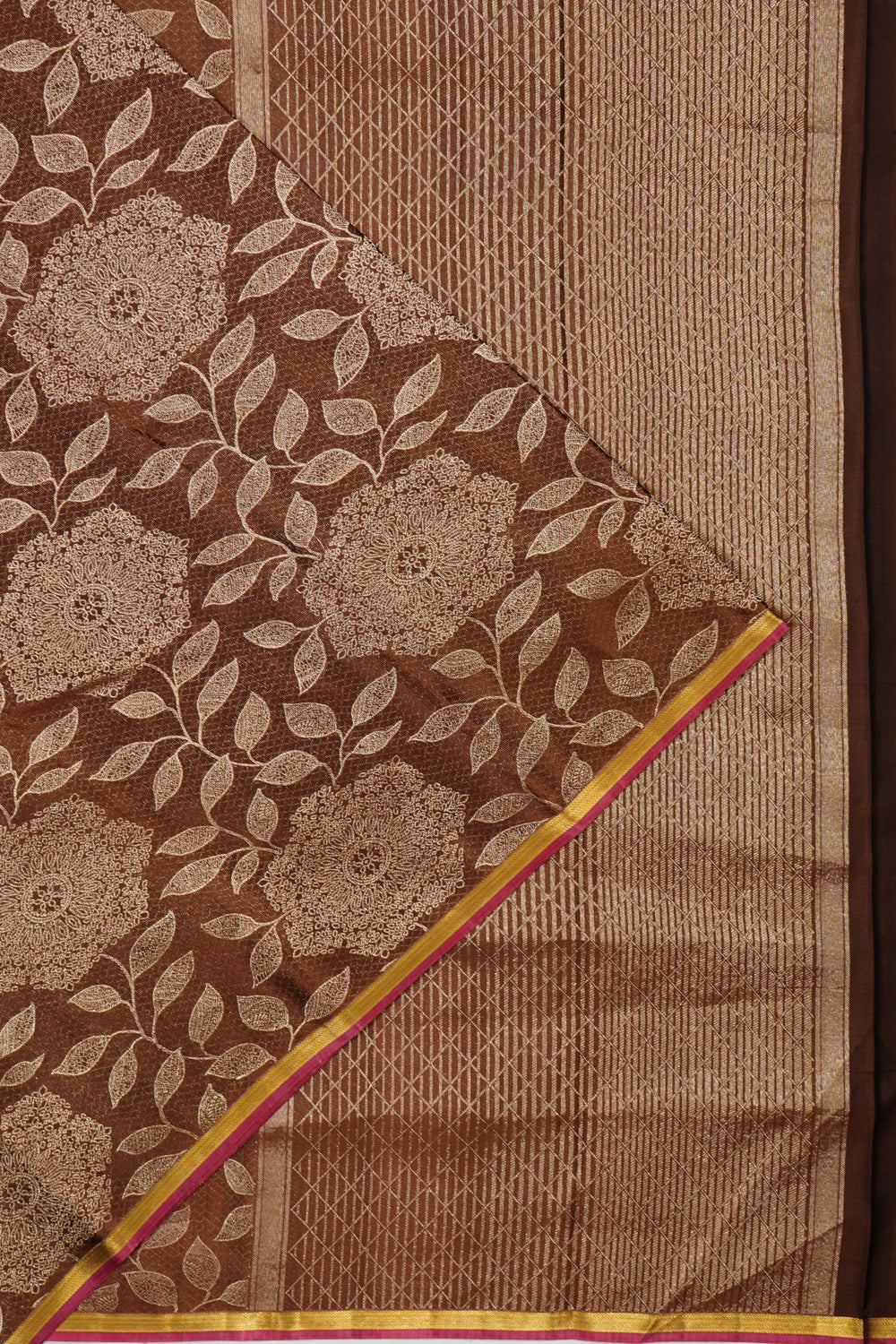 Kanchipuram Silk Brocade Choco Brown Saree