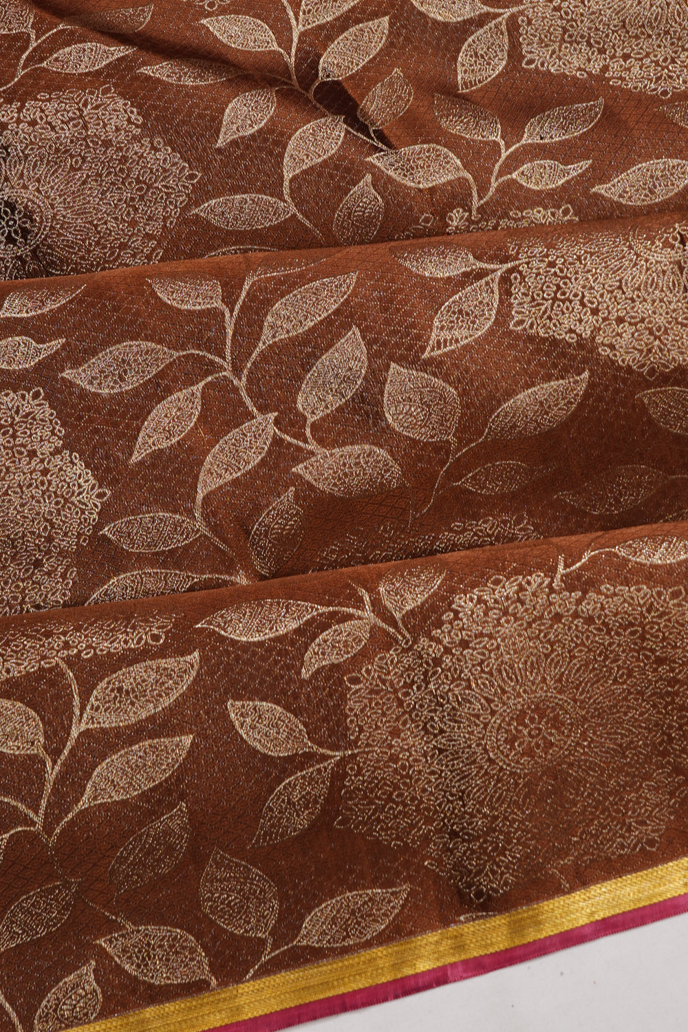 Kanchipuram Silk Brocade Choco Brown Saree