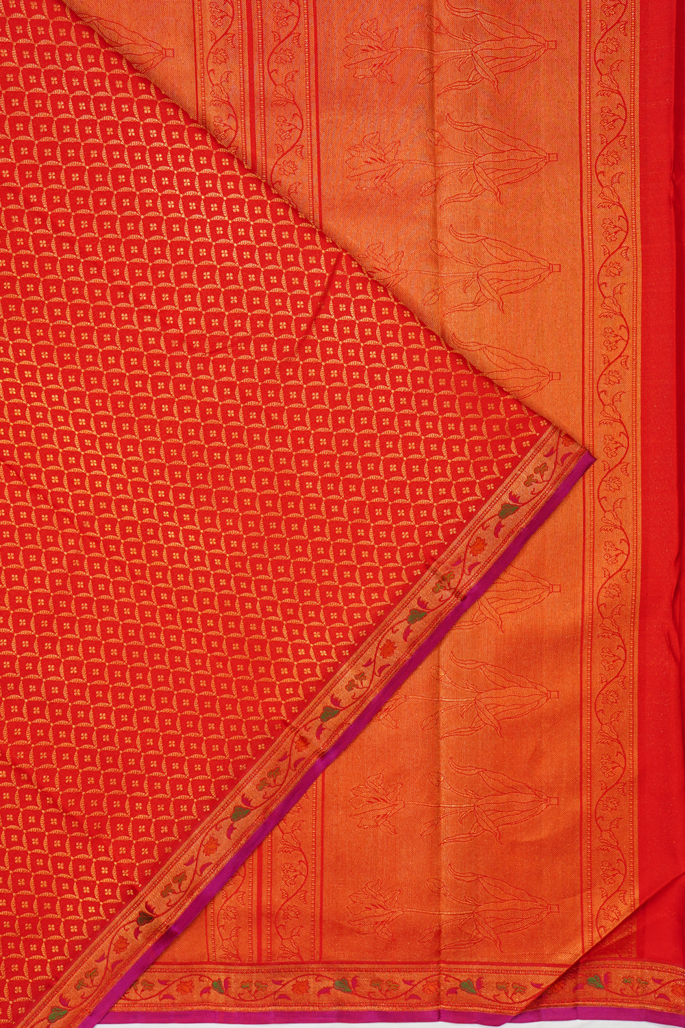 Kanchipuram Silk Brocade Red Saree