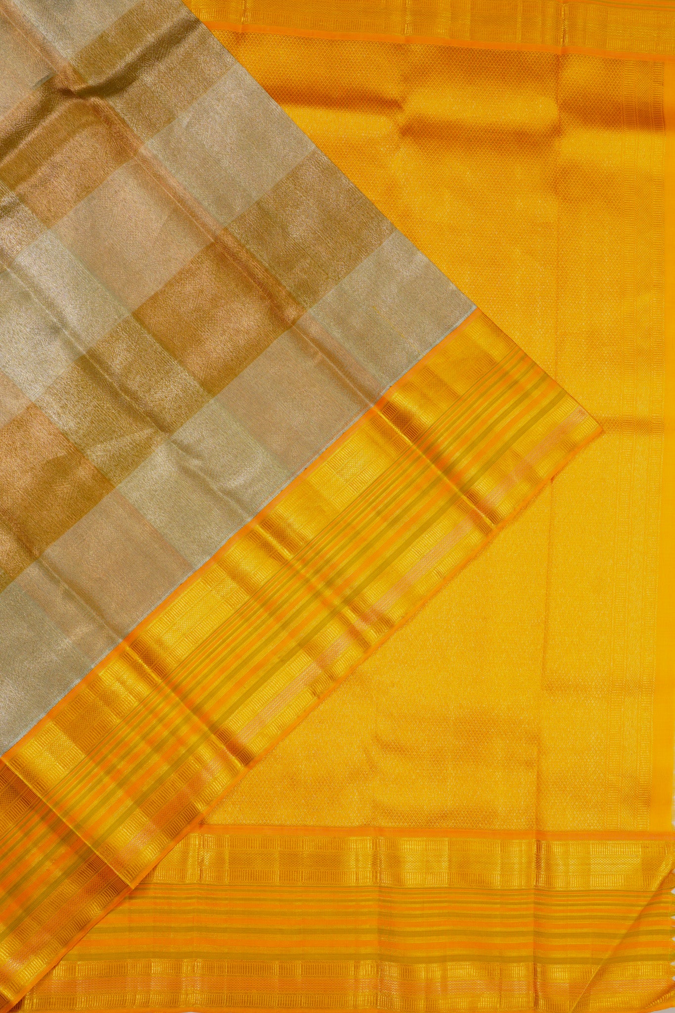 Kanchipuram Silk Tissue Brocade Gold Saree