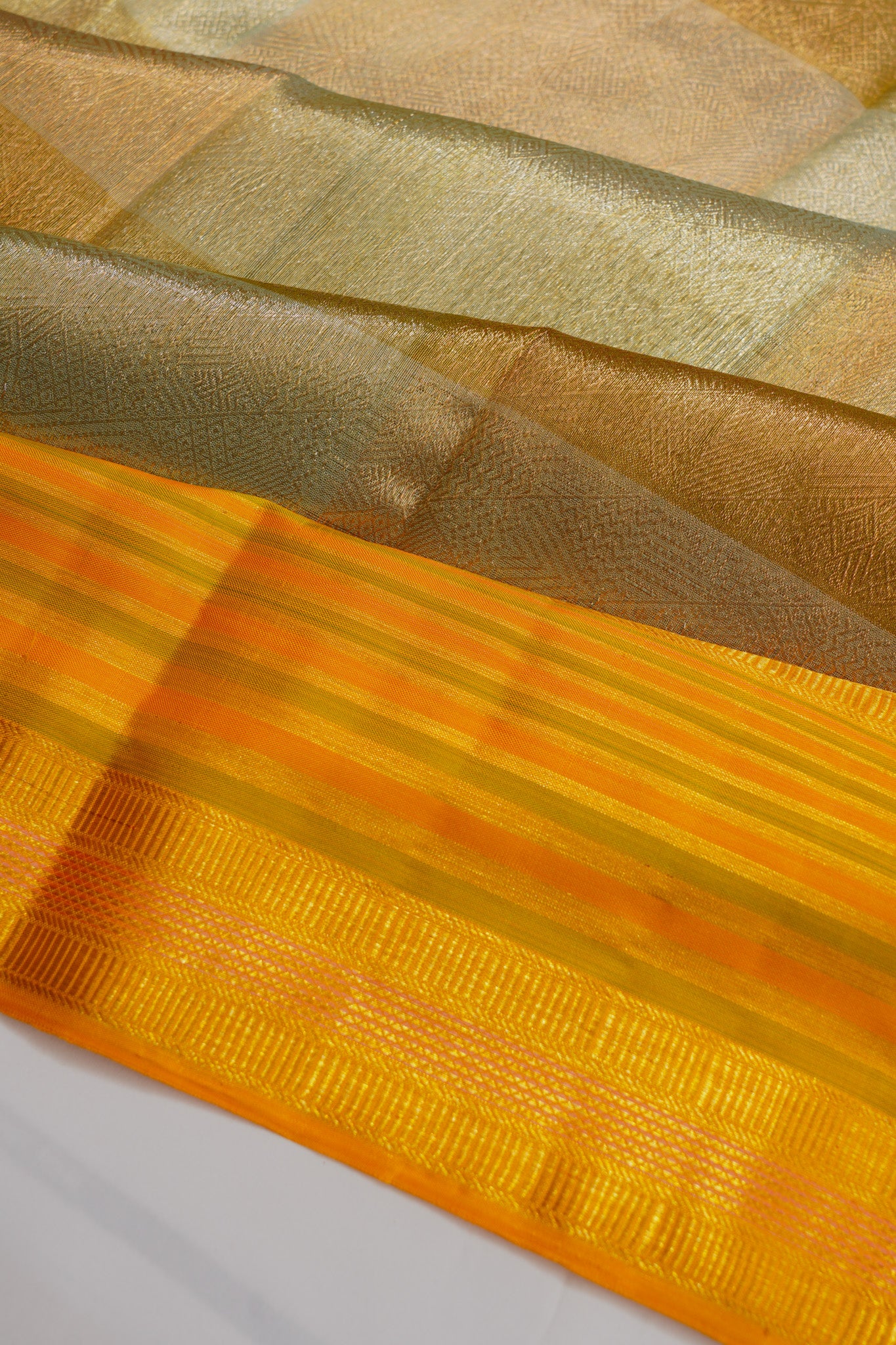 Kanchipuram Silk Tissue Brocade Gold Saree
