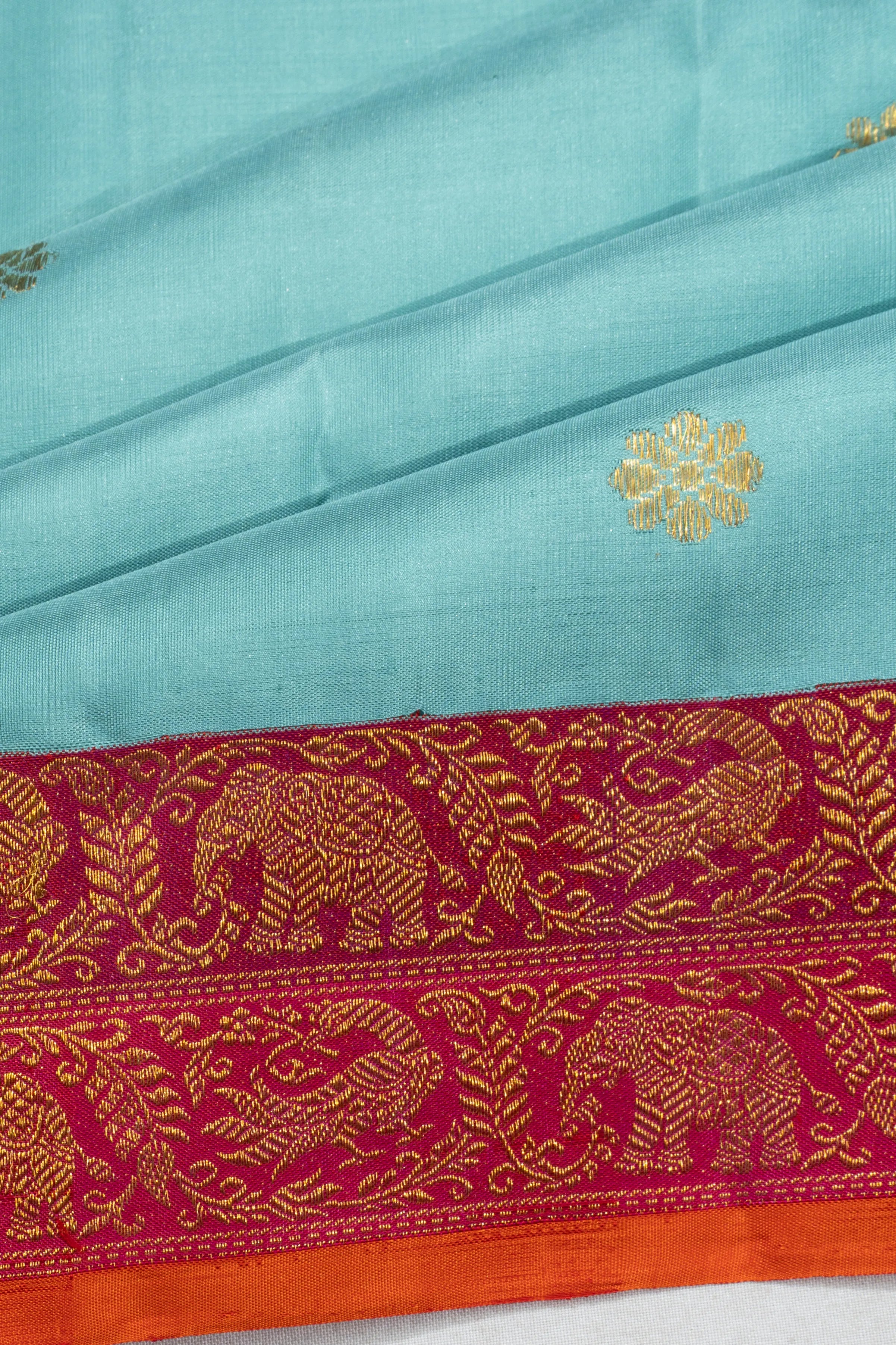 Kanchipuram Silk Butta Sky Blue Saree