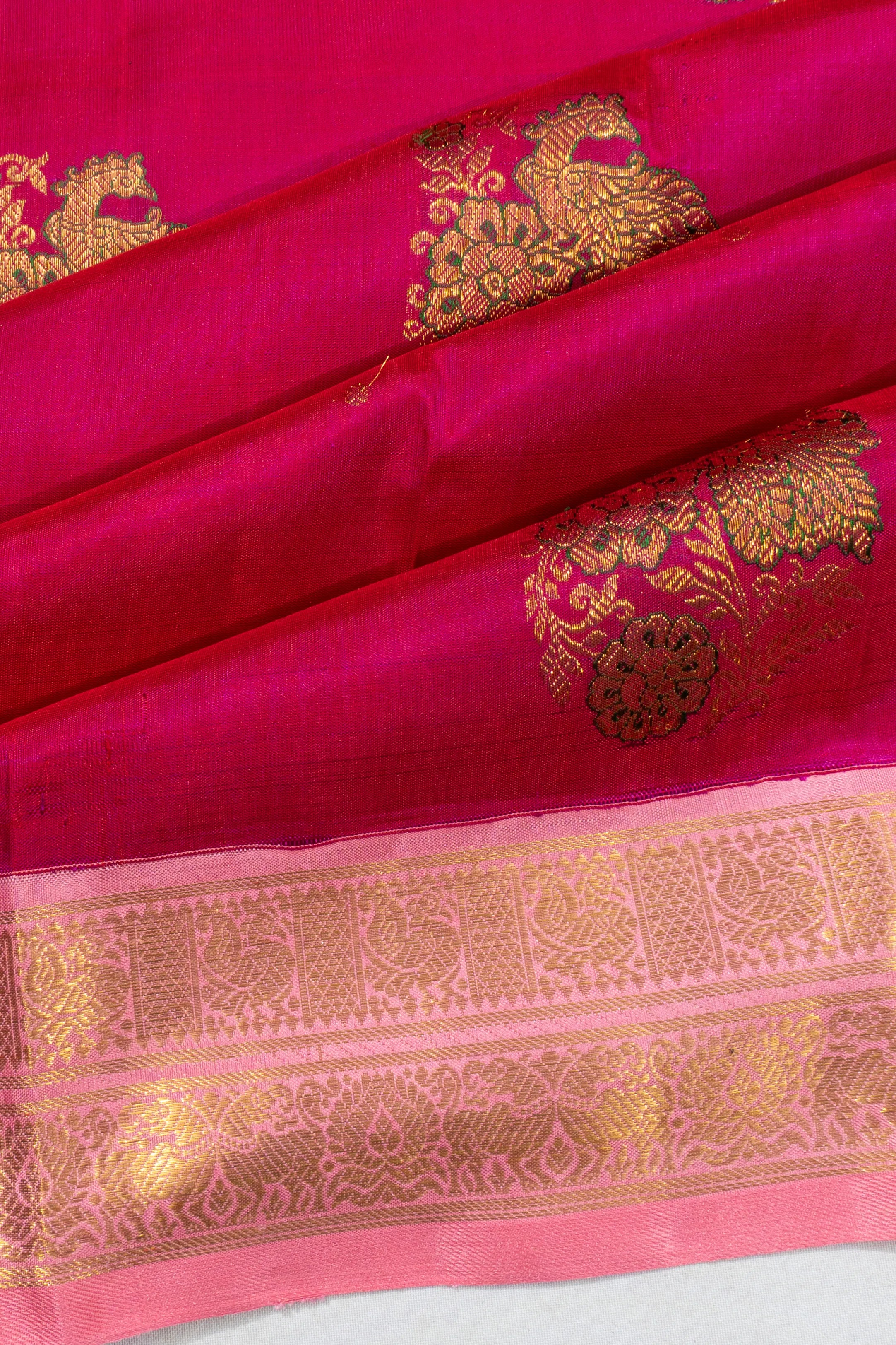 Kanchipuram Silk Butta Dark Pink Saree