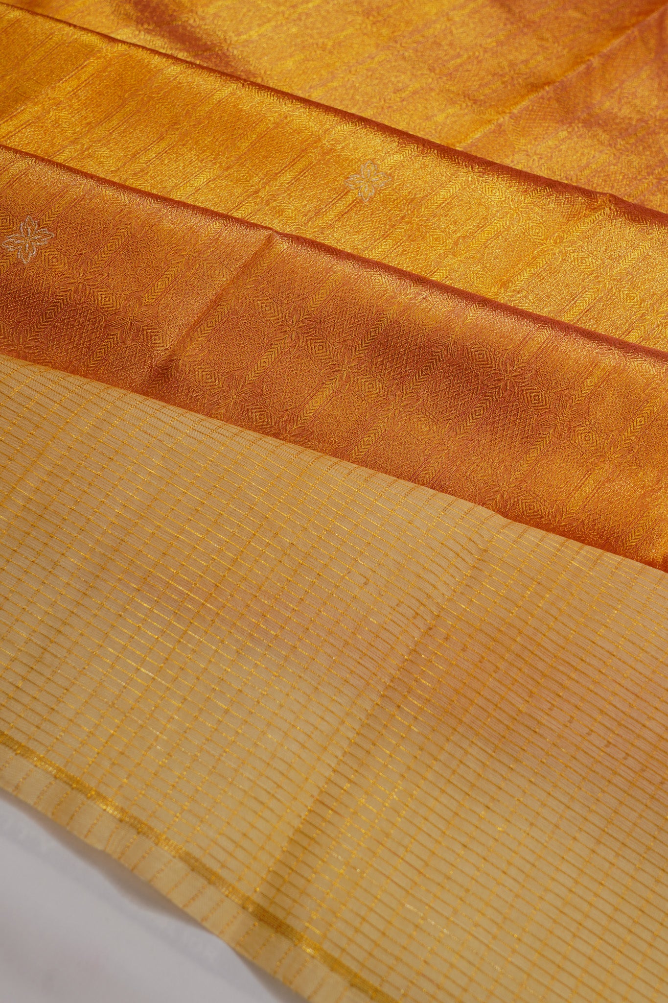 Kanchipuram Silk Tissue Butta Gold Saree