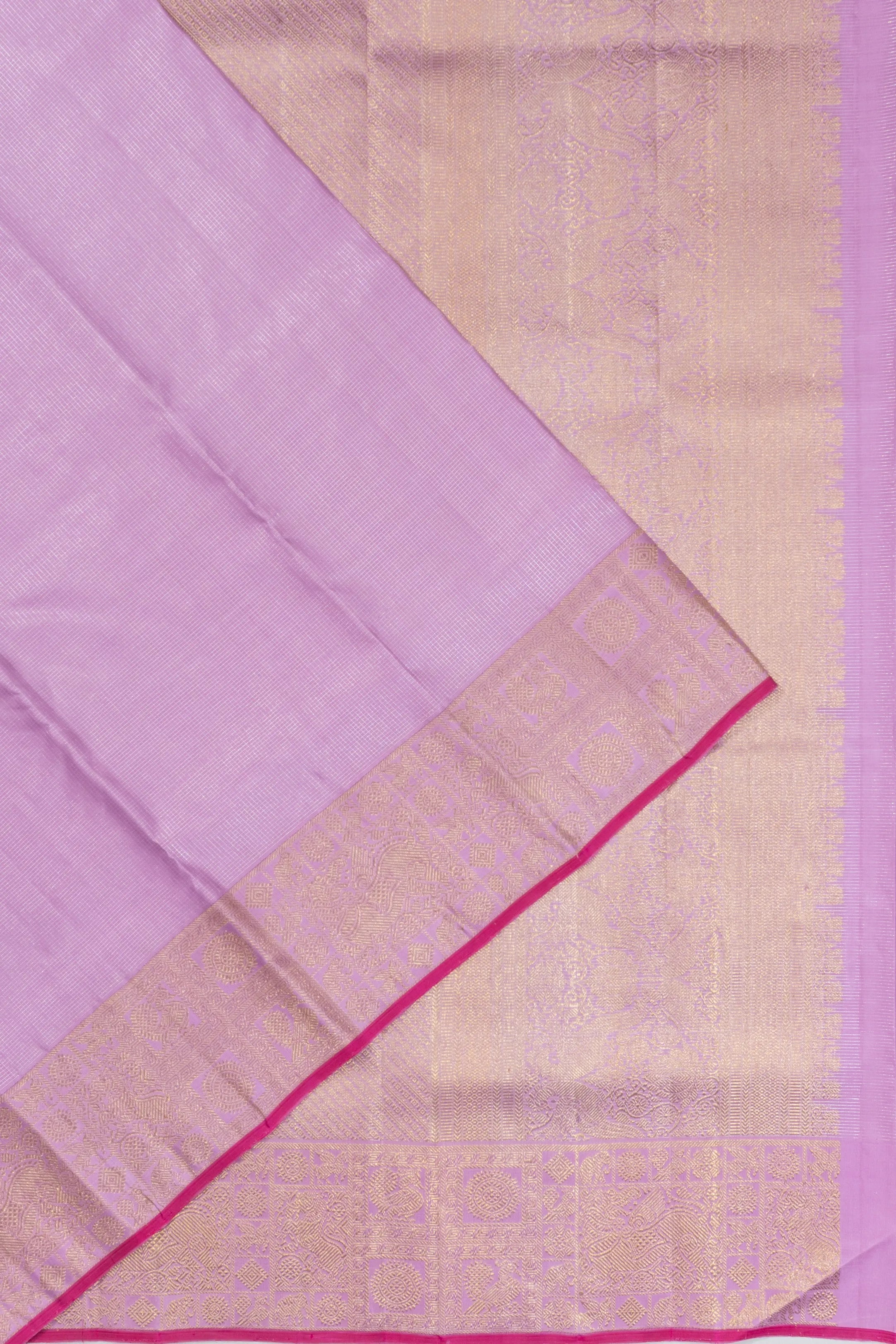 Kanchipuram Silk Checks Lavender Saree