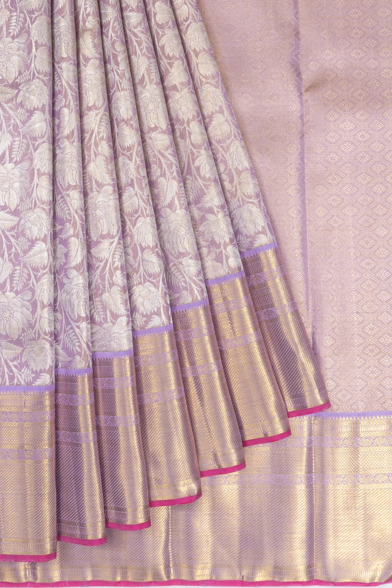 Kanchipuram Silk Tissue Lavender Saree