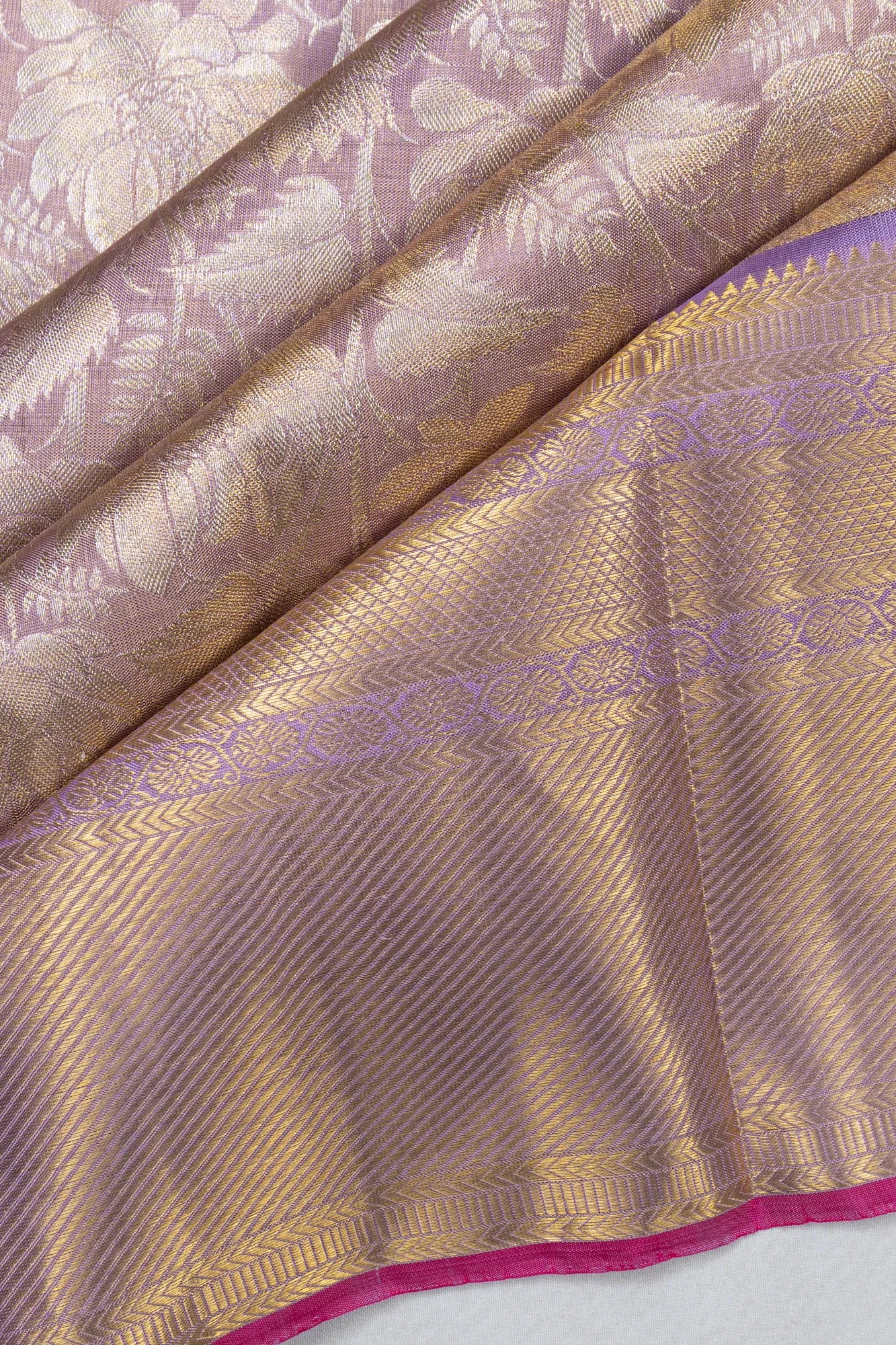 Kanchipuram Silk Tissue Lavender Saree