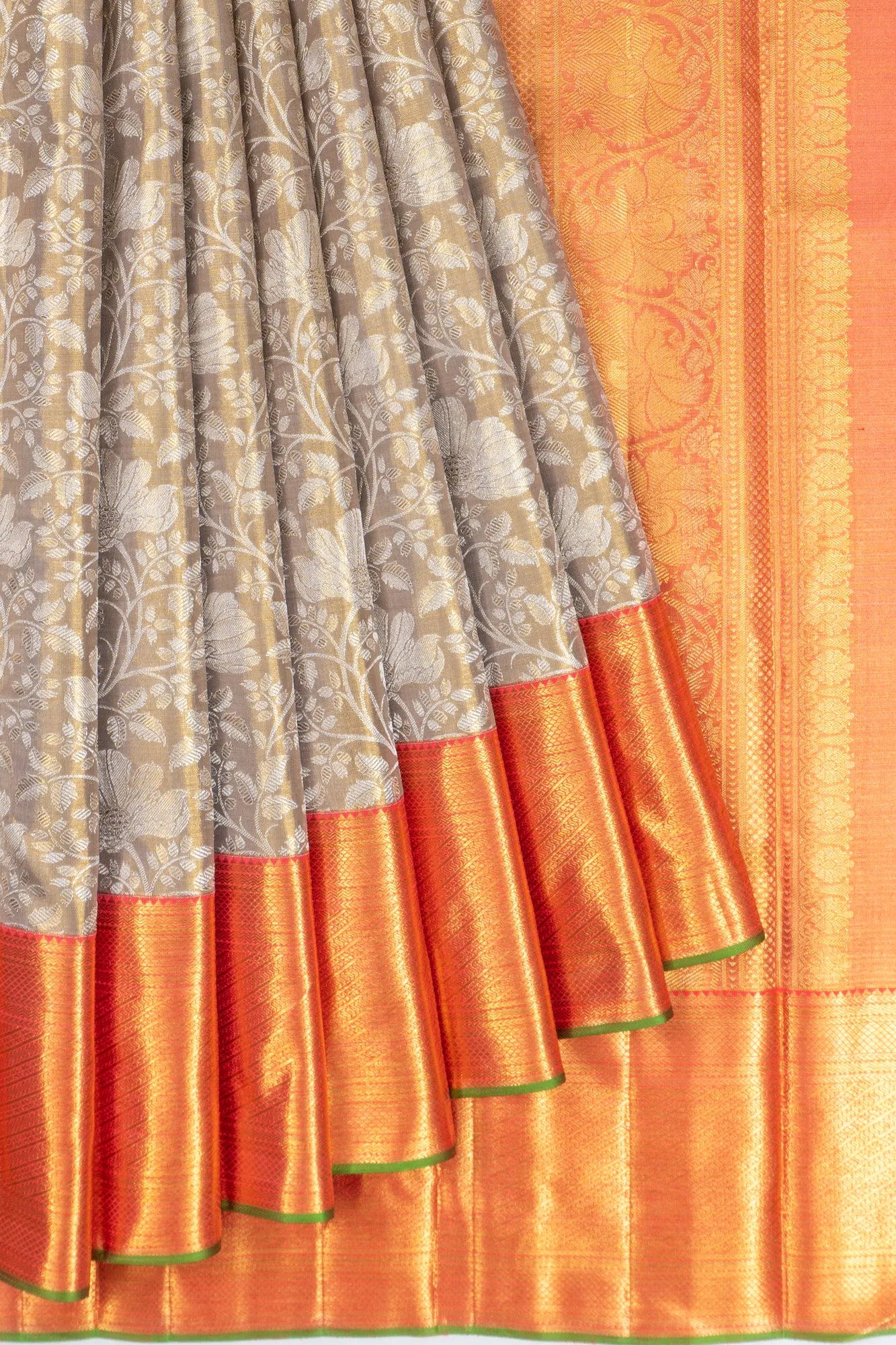 Kanchipuram Silk Jaal Gold Saree