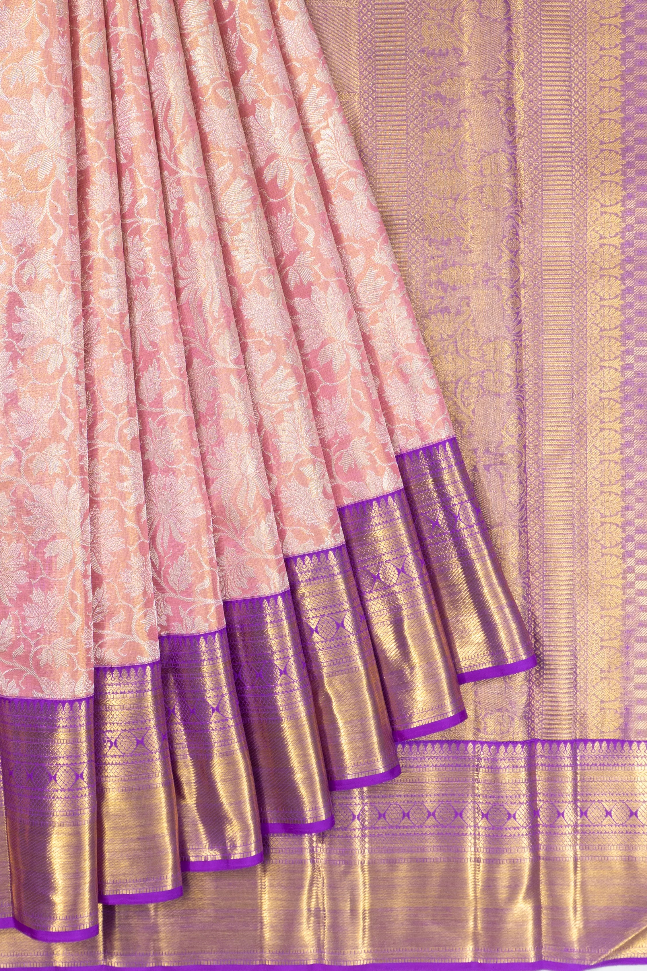 Kanchipuram SilkTissue Jaal Pink Saree