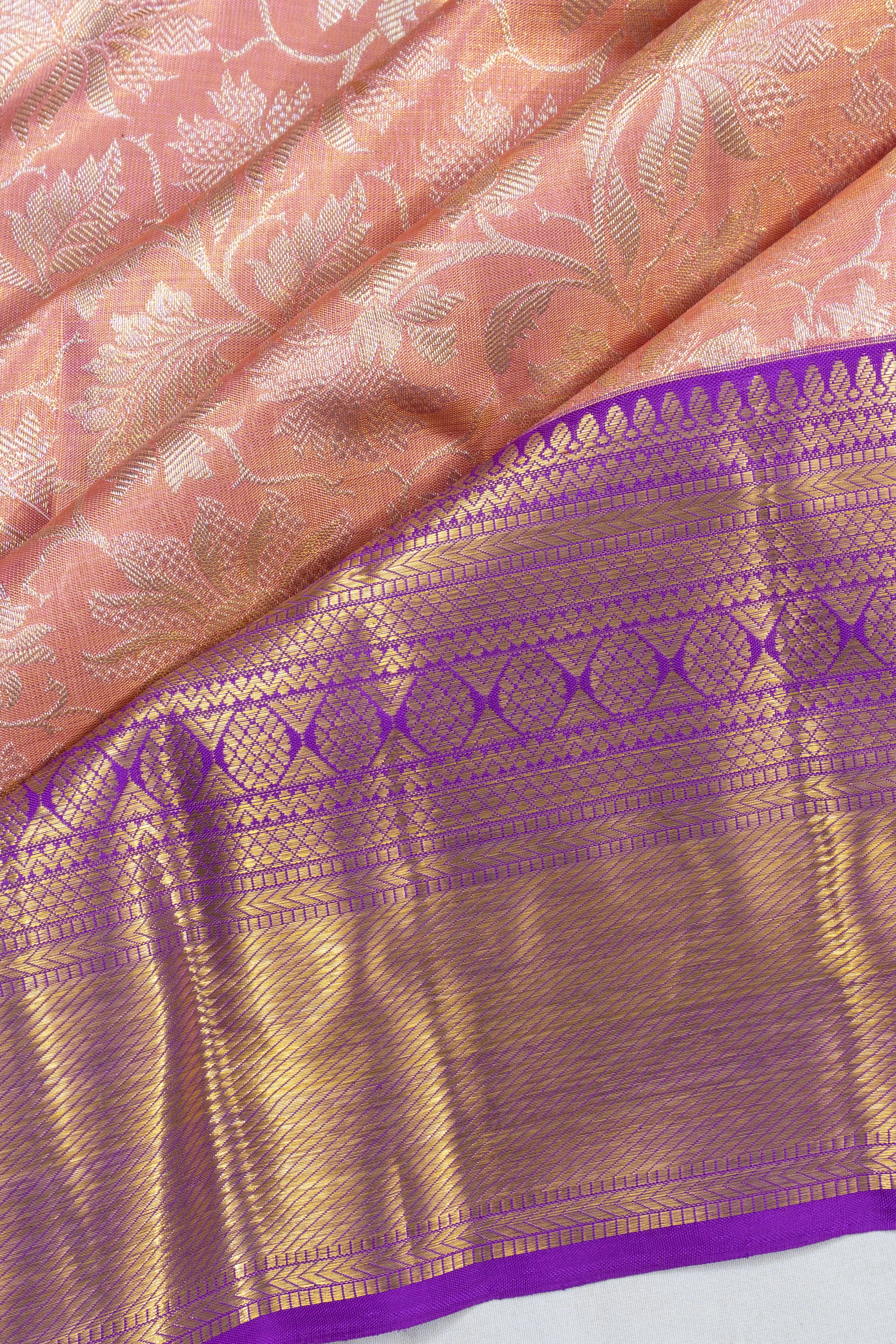 Kanchipuram SilkTissue Jaal Pink Saree