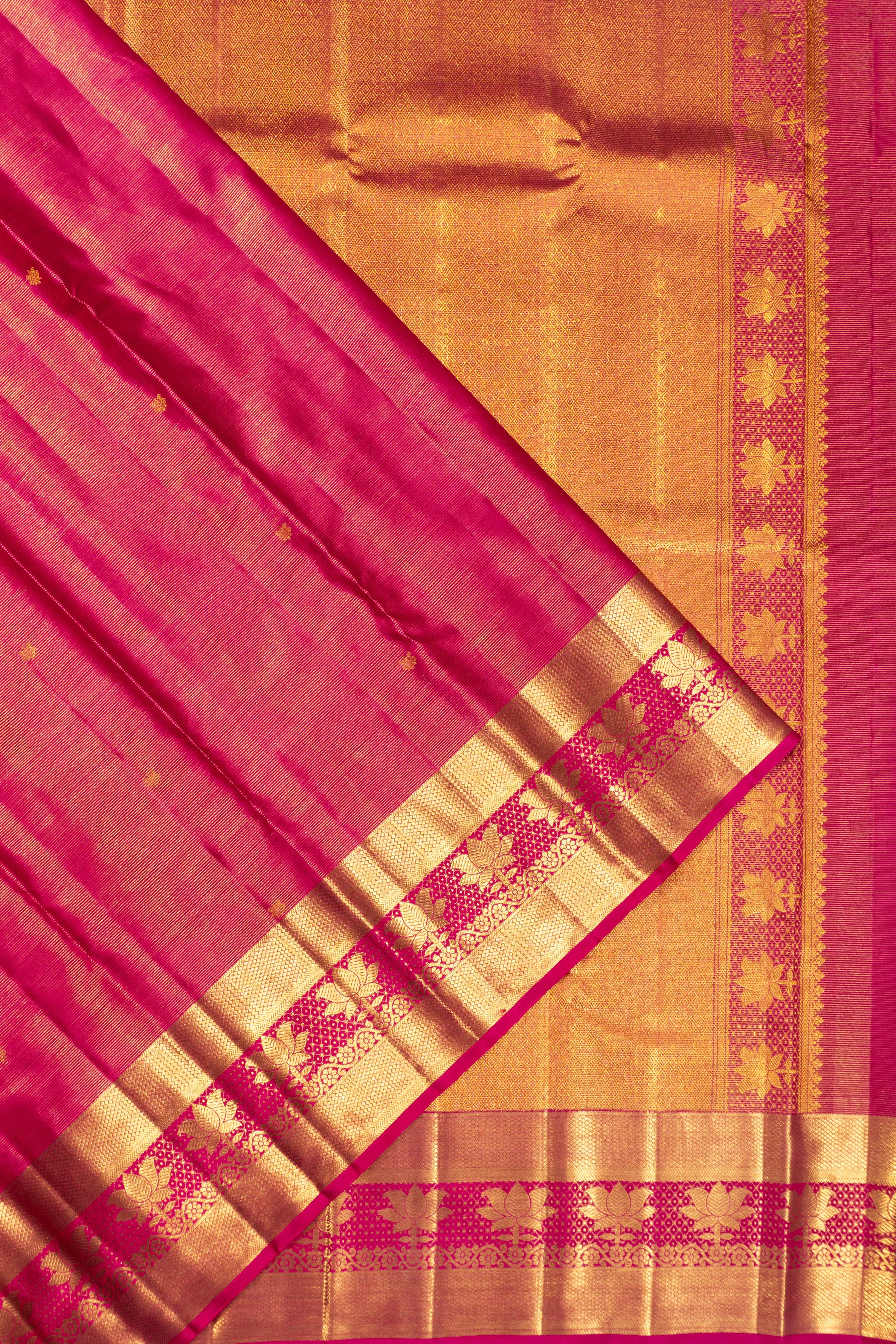 Kanchipuram Silk Oosi Lines Pink Saree