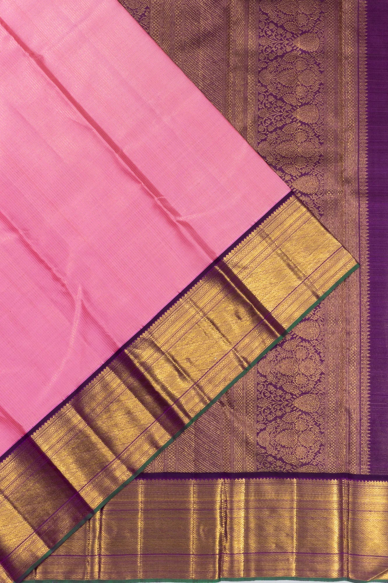 Classic Kanchipuram Silk Checks Pink Saree