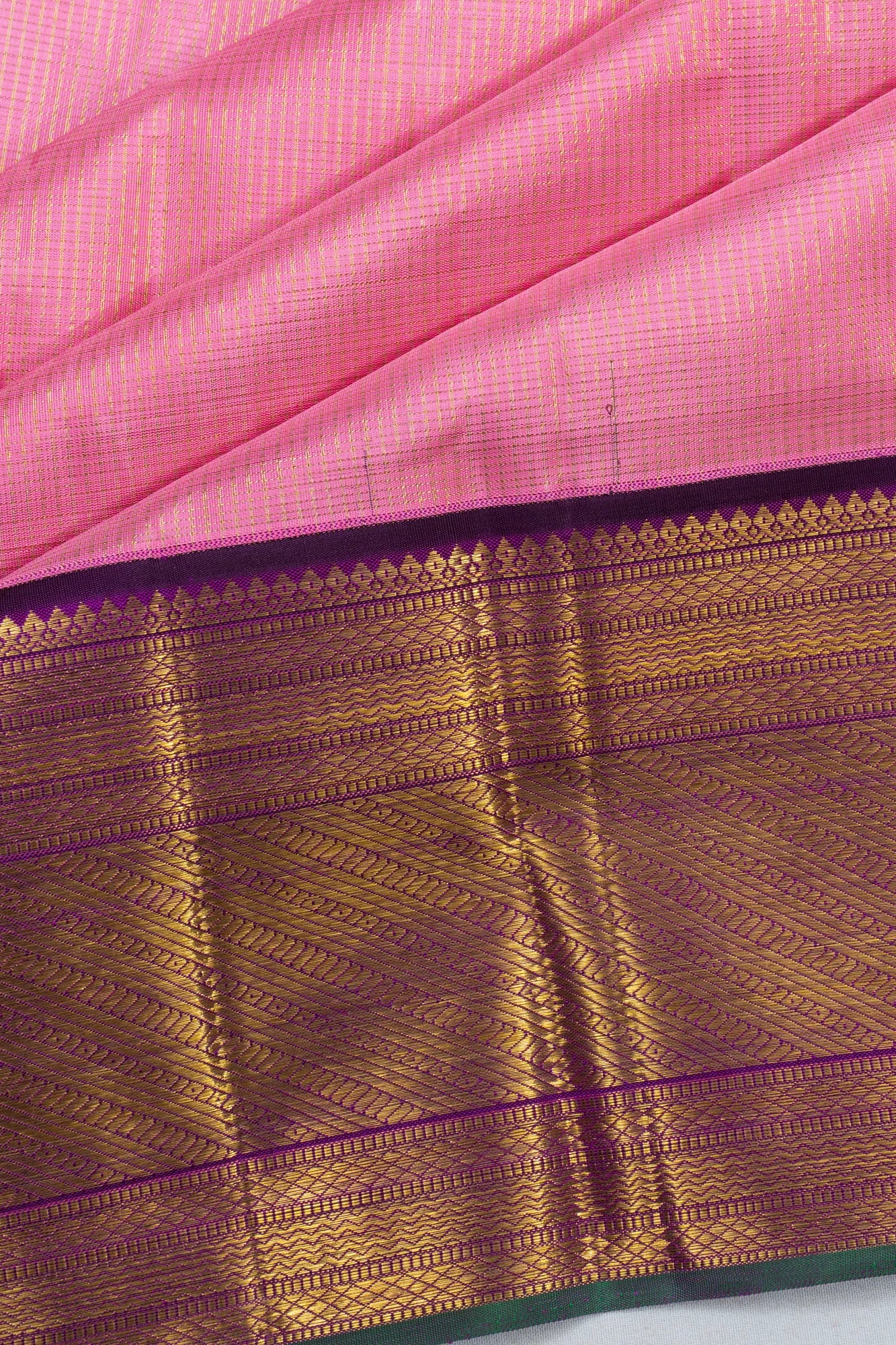 Classic Kanchipuram Silk Checks Pink Saree