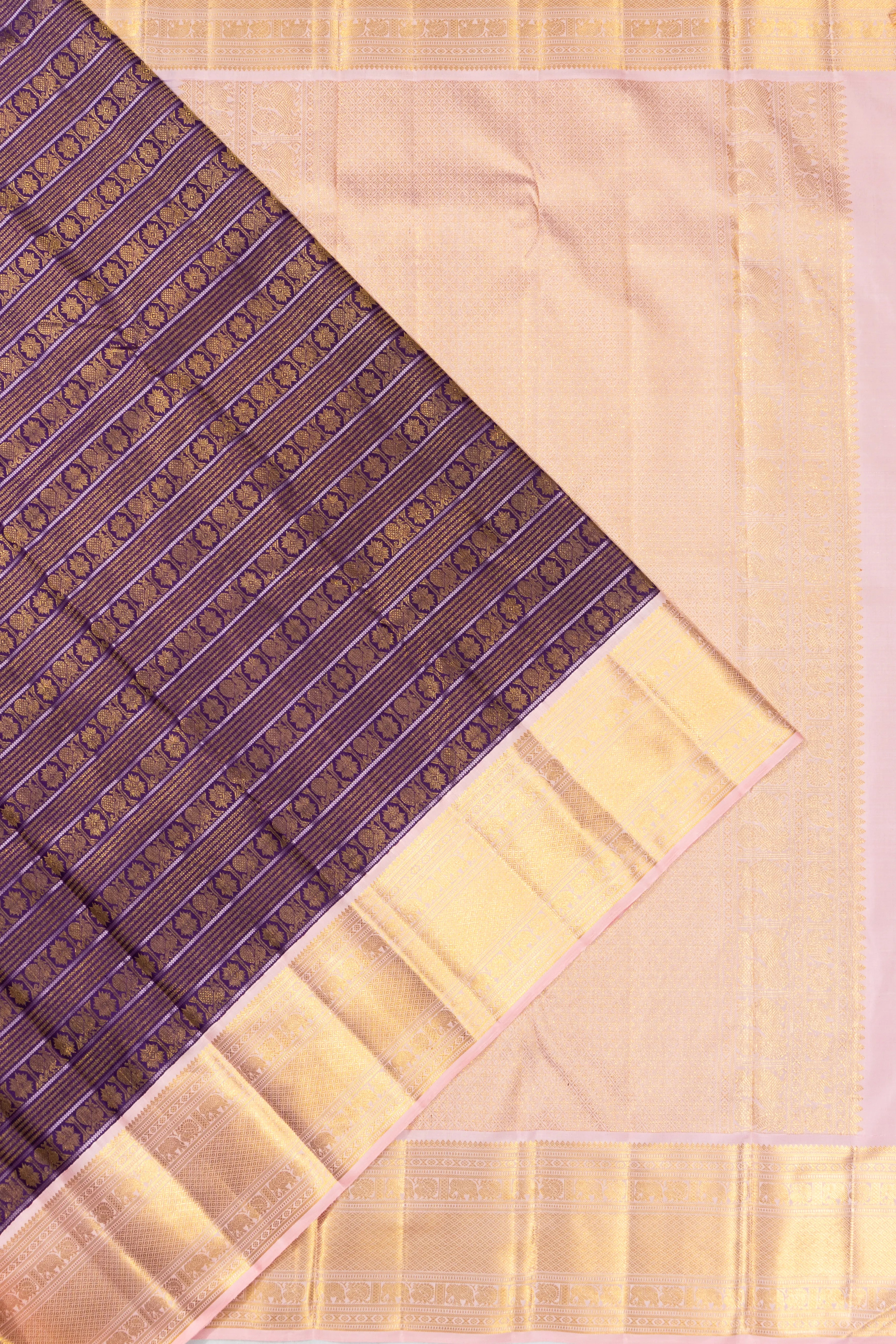 Kanchipuram Silk Brocade Violet Saree