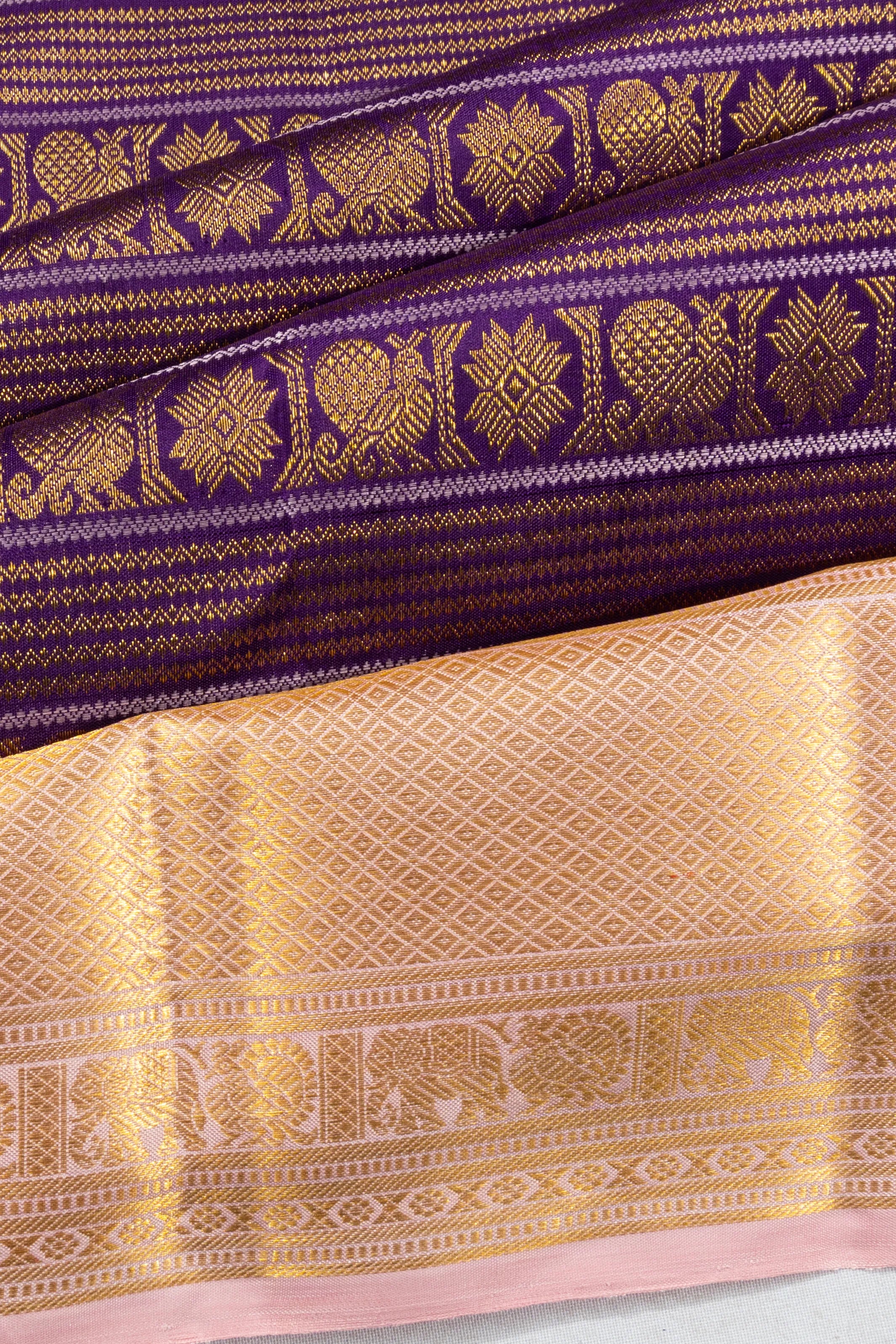 Kanchipuram Silk Brocade Violet Saree