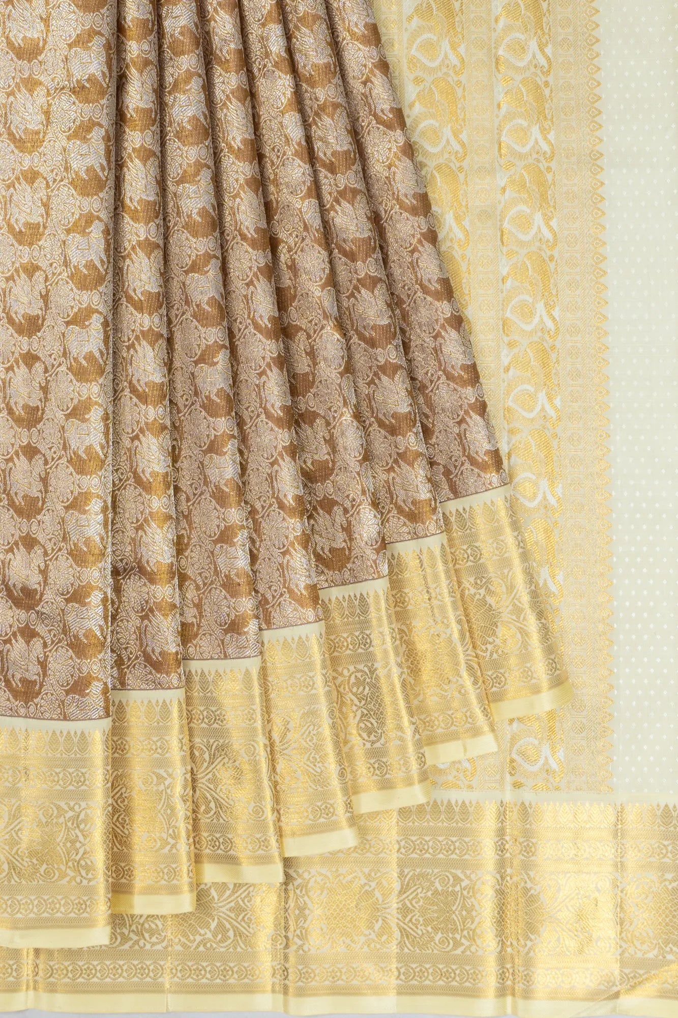 Kanchipuram Silk Jaal Gold Tissue Saree