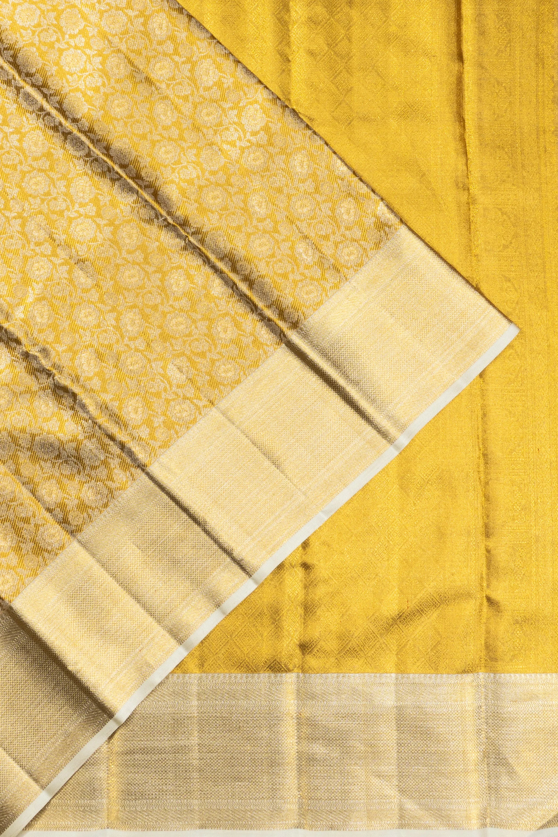 Kanchipuram Silk Tissue Brocade Gold Saree