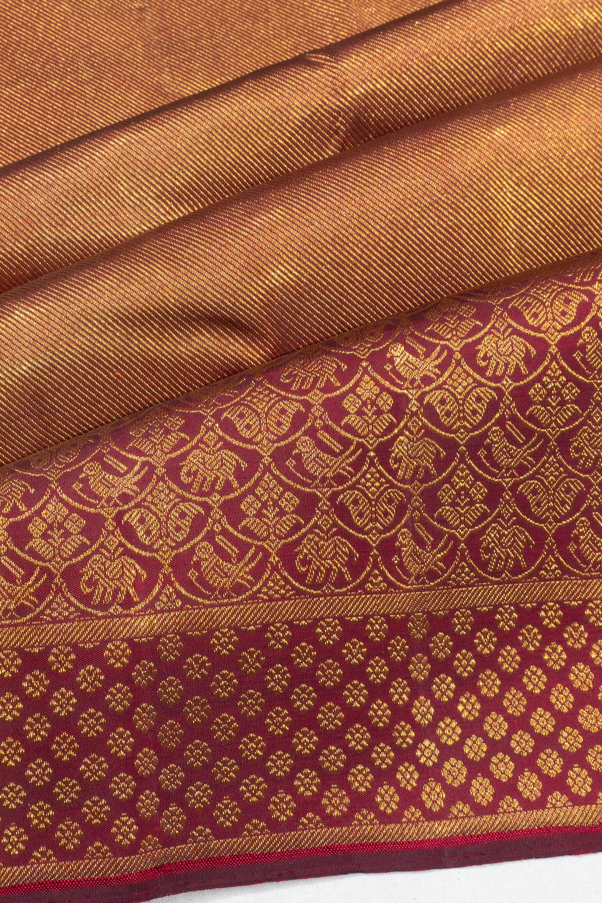 Kanchipuram Silk Tissue Brocade Maroon Saree