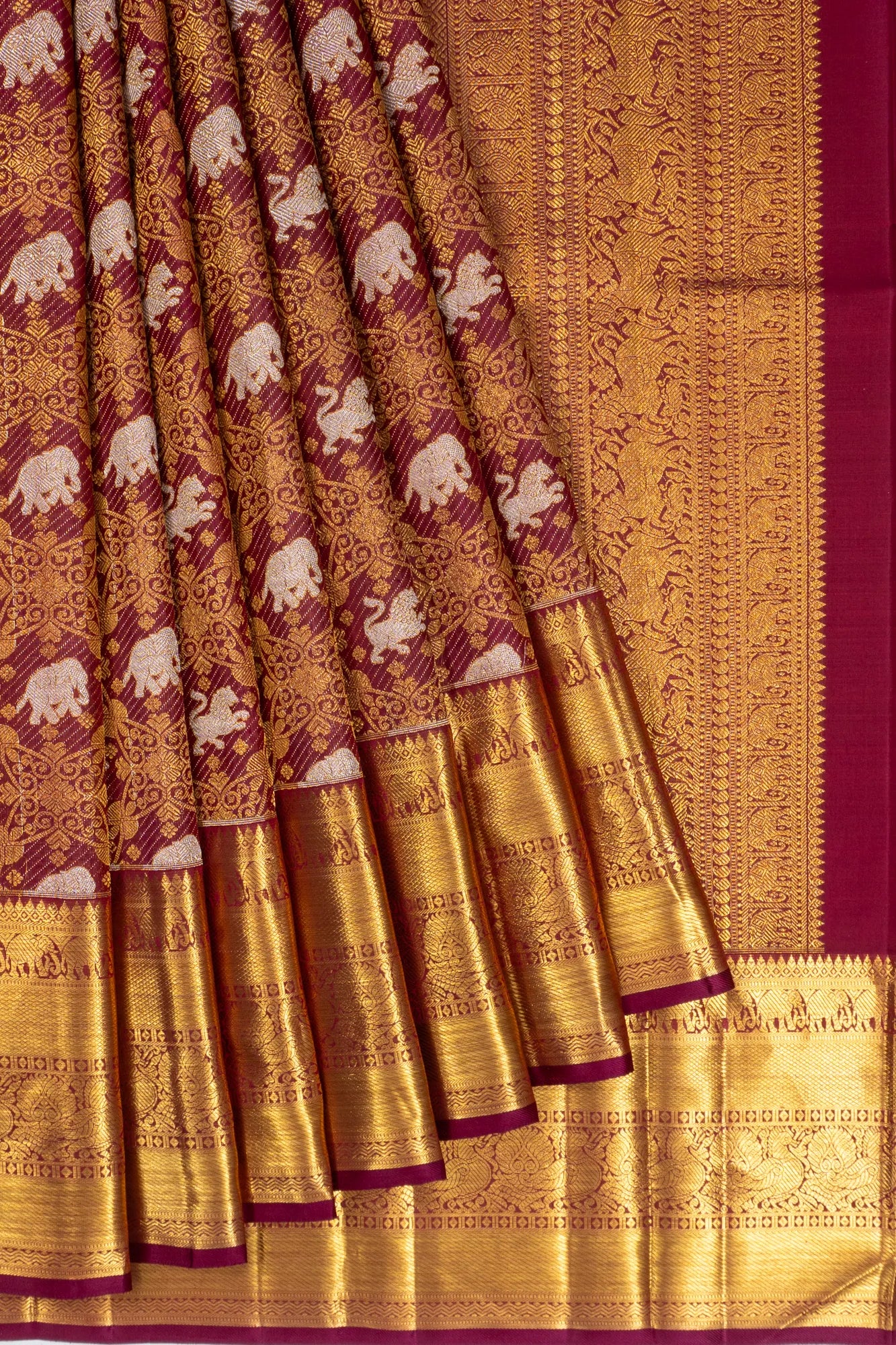 Kanchipuram Silk Brocade Maroon Saree