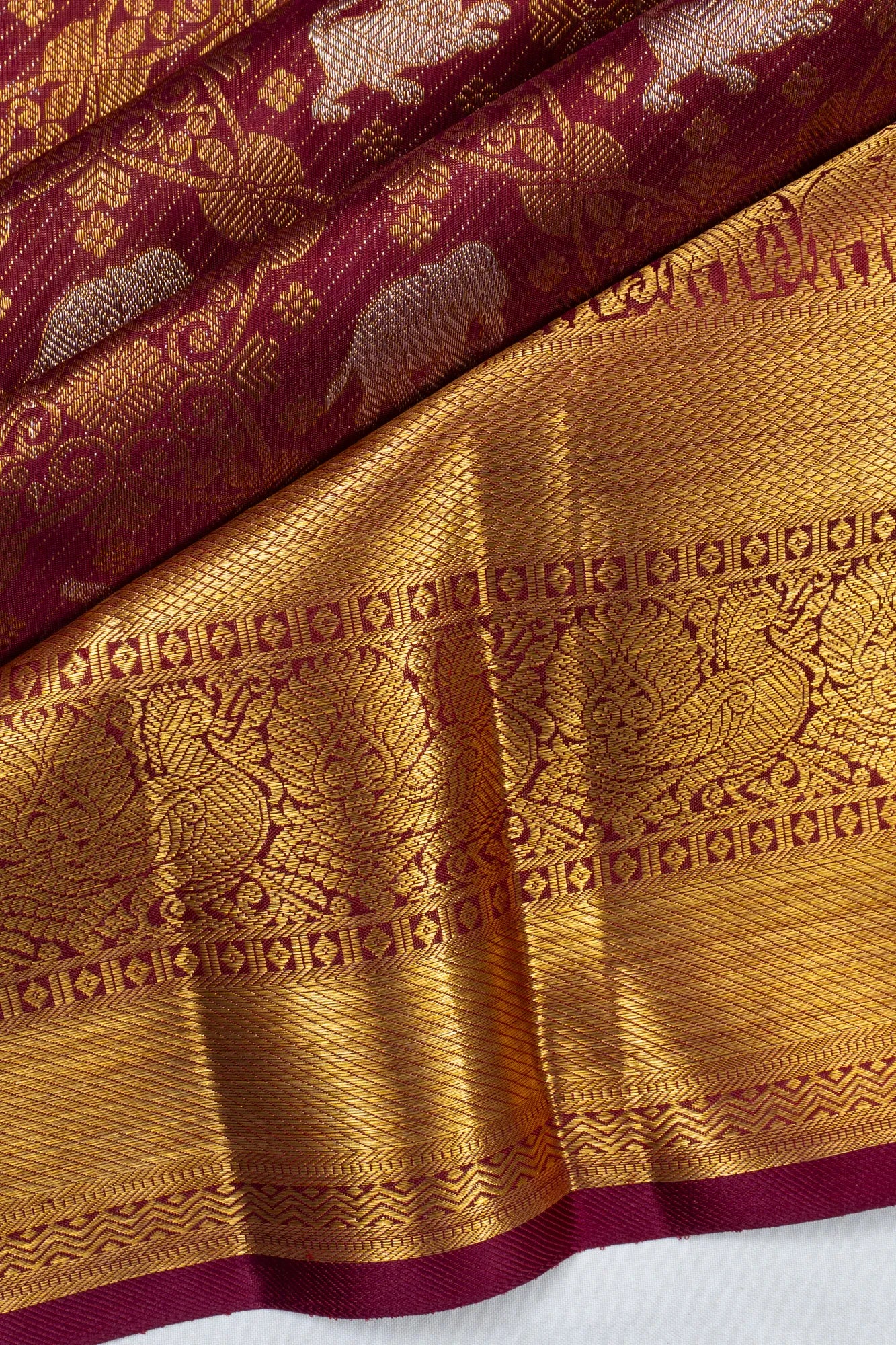 Kanchipuram Silk Brocade Maroon Saree