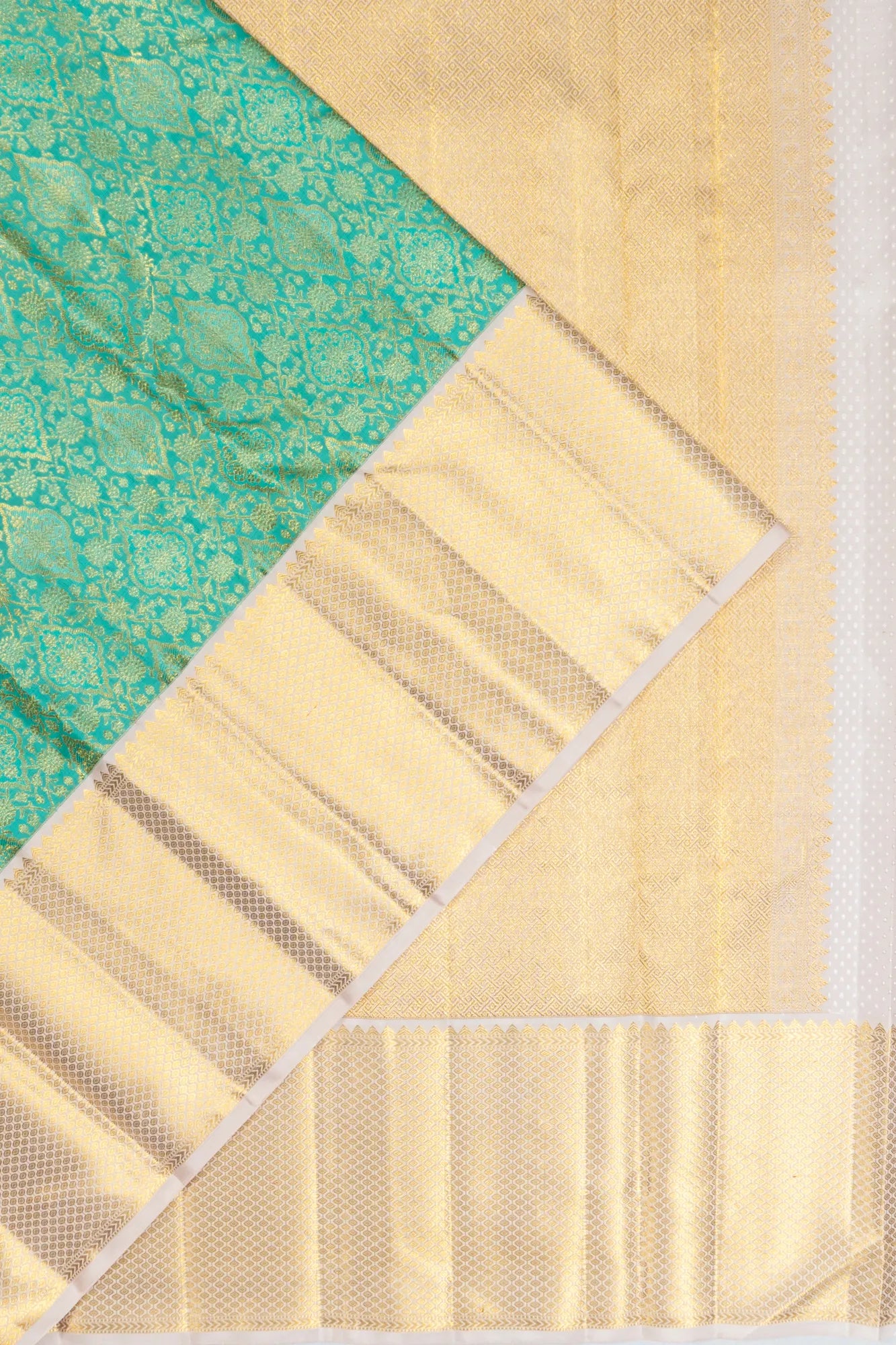 Kanchipuram Silk Brocade Sea Green Saree