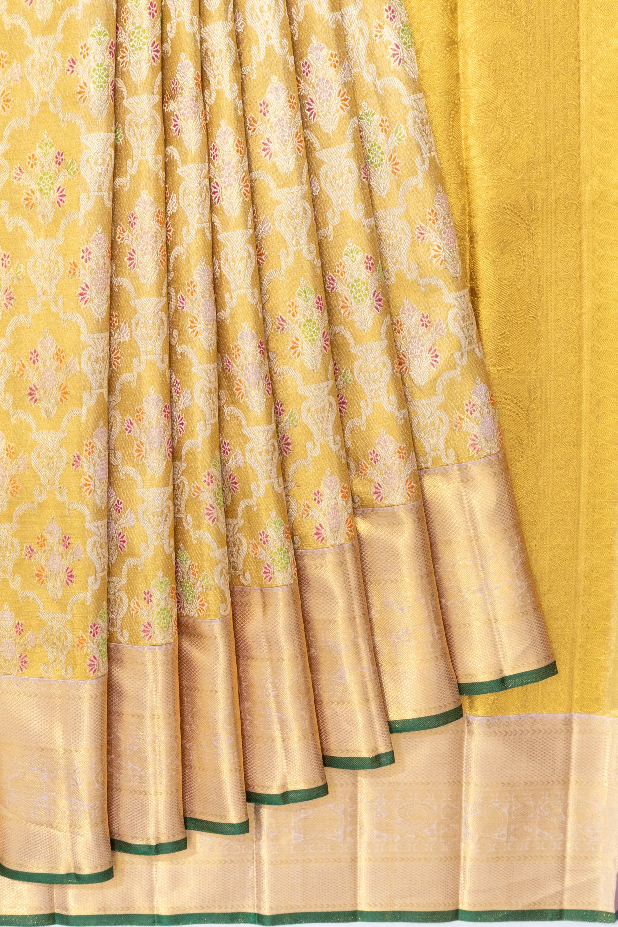 Kanchipuram Silk Tissue Brocade Gold Saree