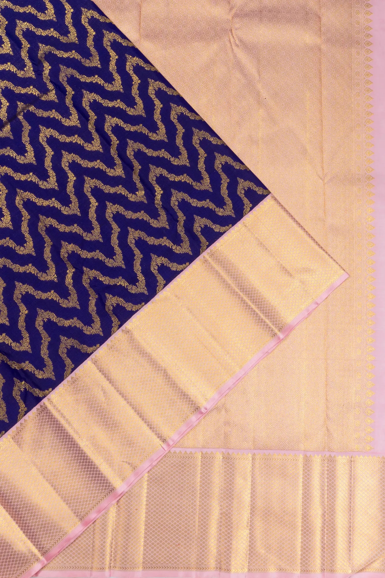 Kanchipuram Silk Leheriya Jaal Blue Saree