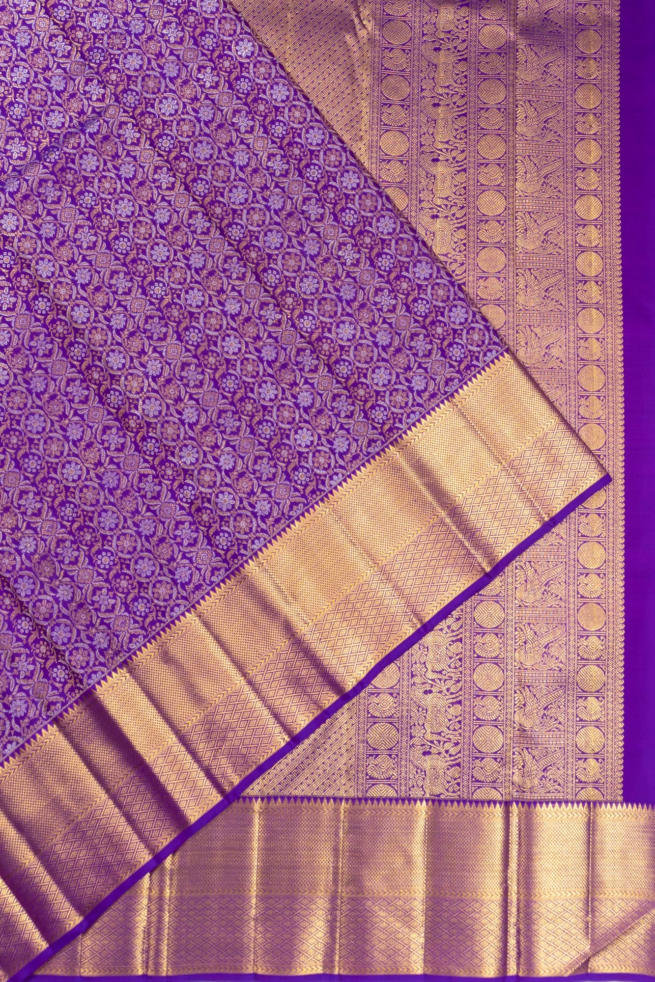 Kanchipuram Silk Brocade Violet Saree