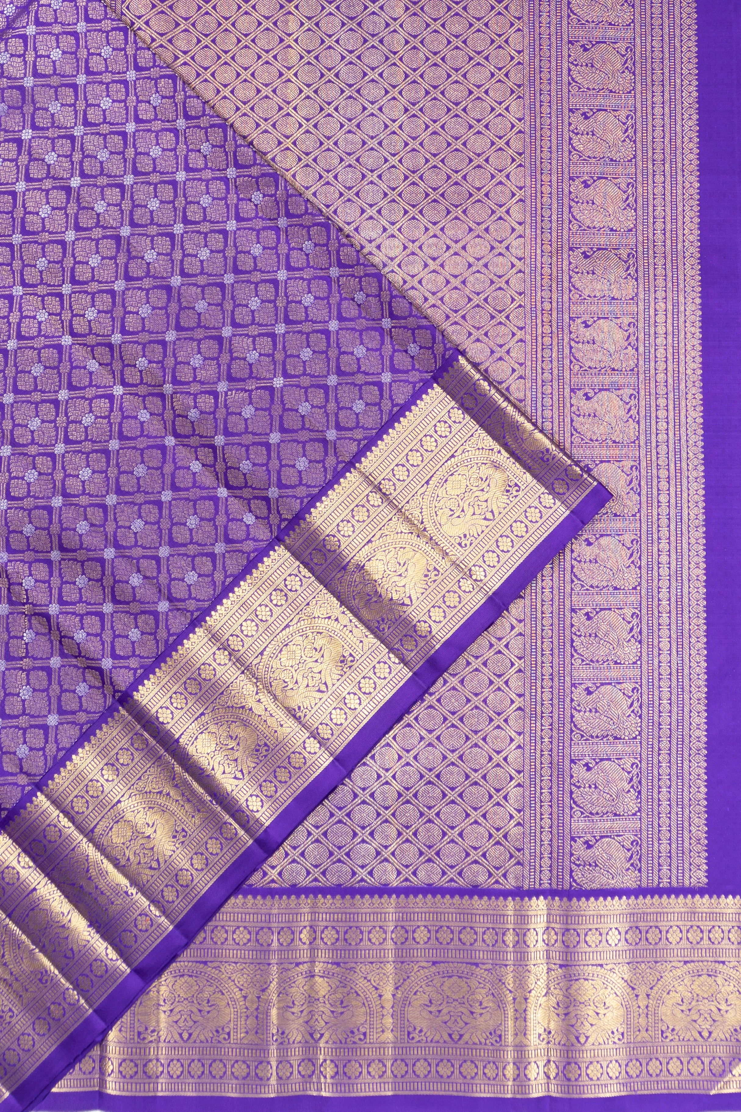 Kanchipuram Silk Brocade Violet Saree