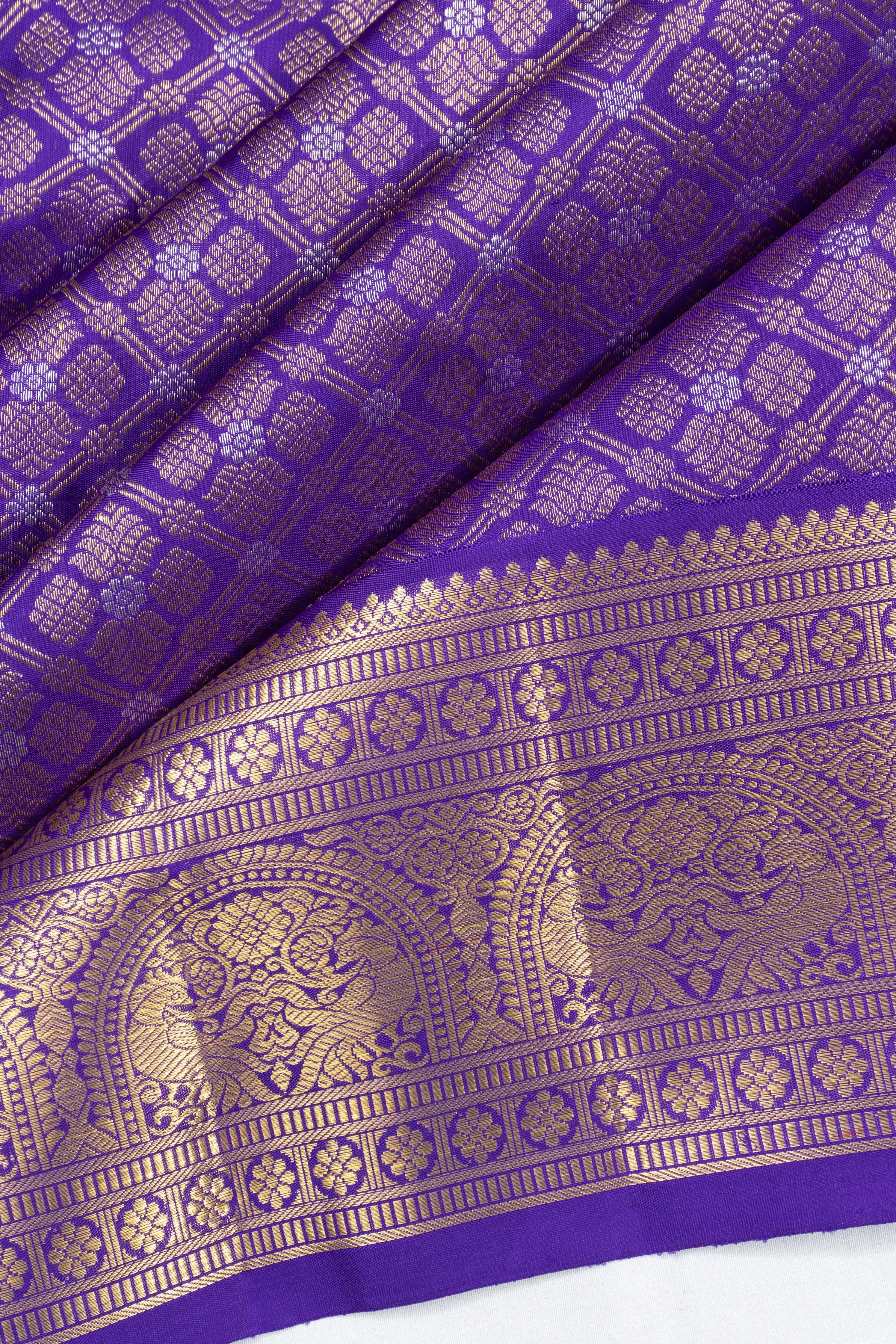 Kanchipuram Silk Brocade Violet Saree