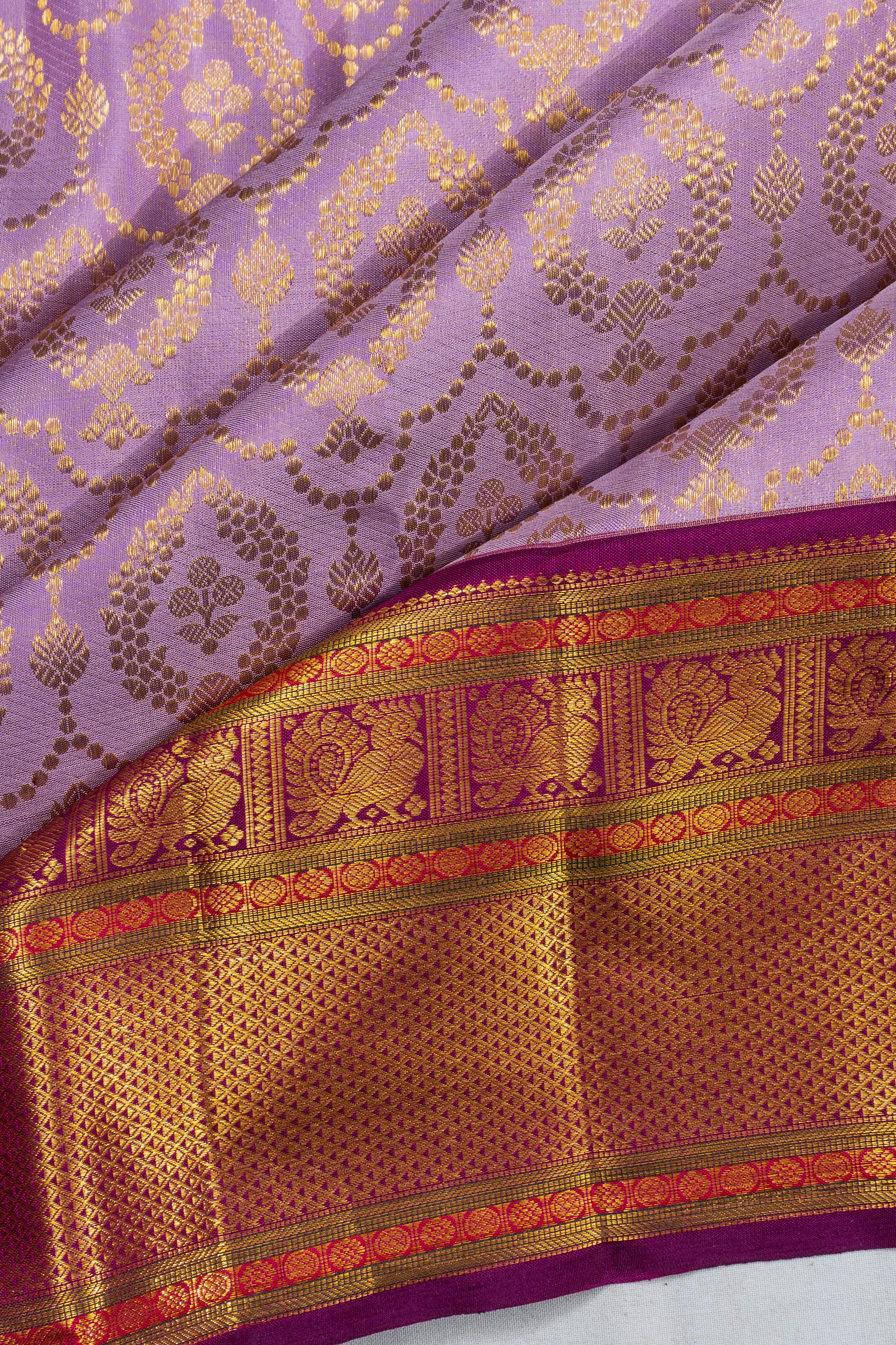 Kanchipuram Silk Brocade Lavender Saree