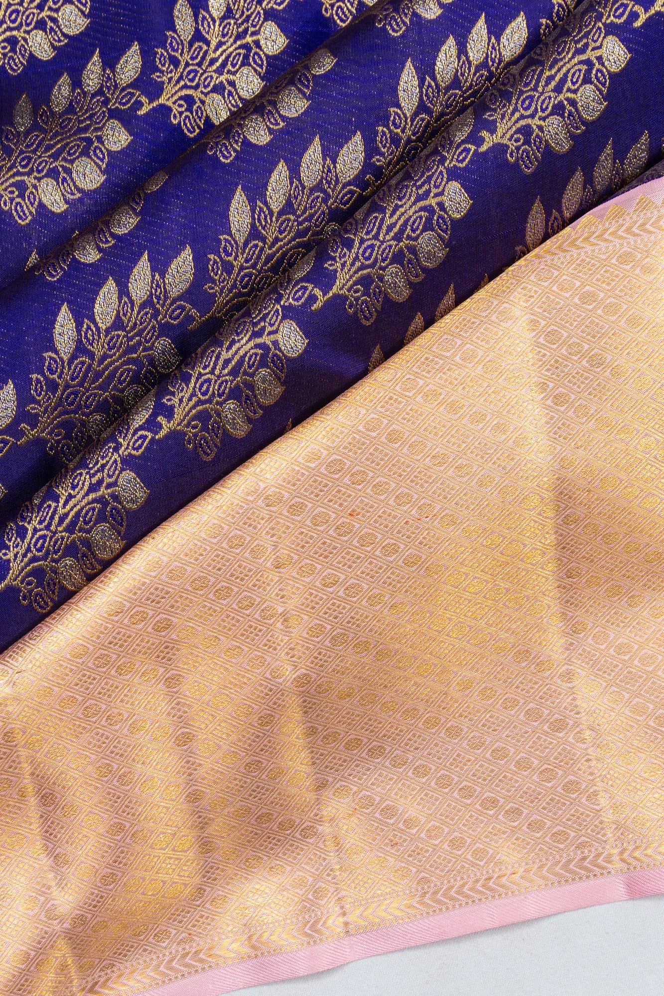 Kanchipuram Silk Leheriya Jaal Royal Blue Saree