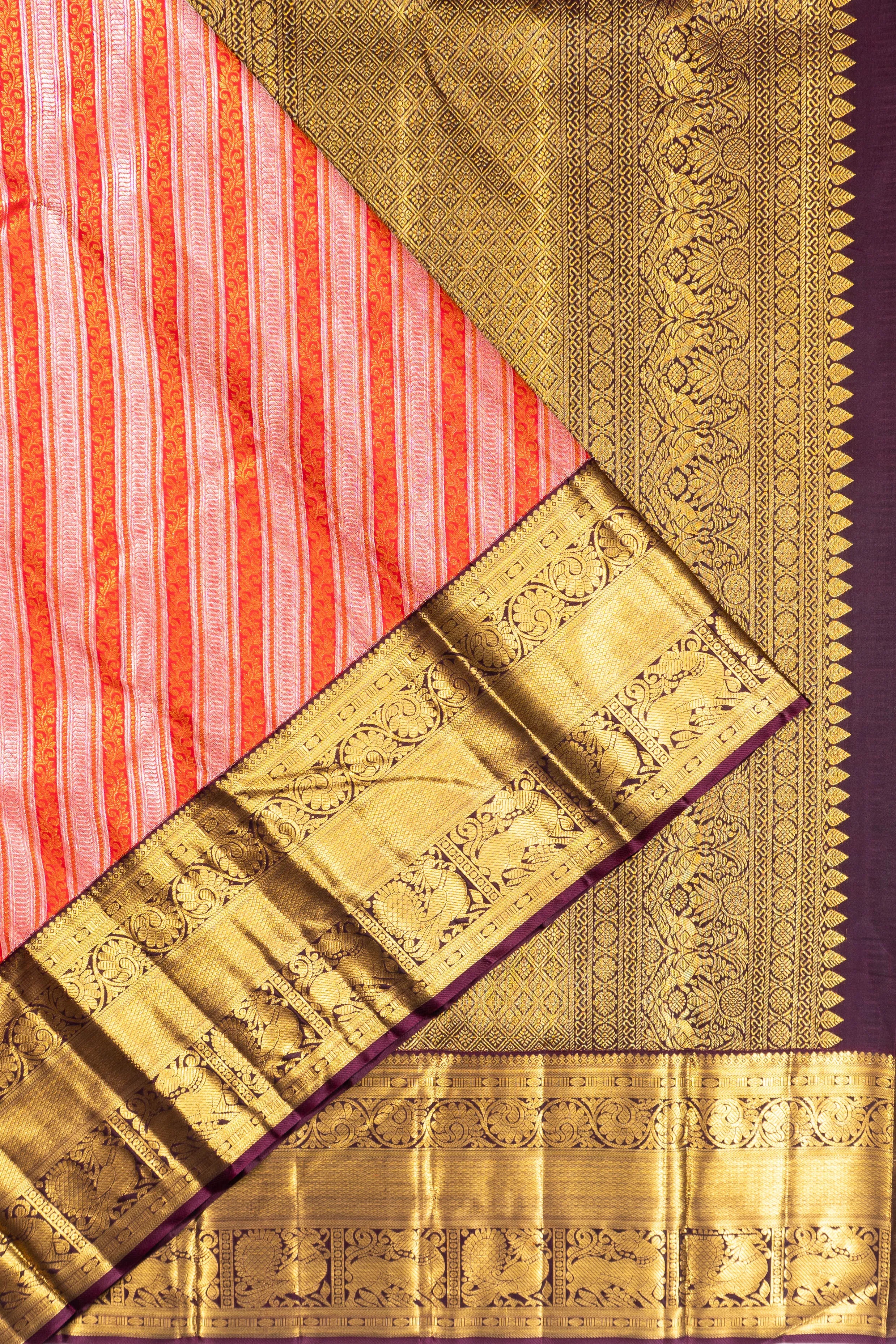 Kanchipuram Silk Brocade Red Saree