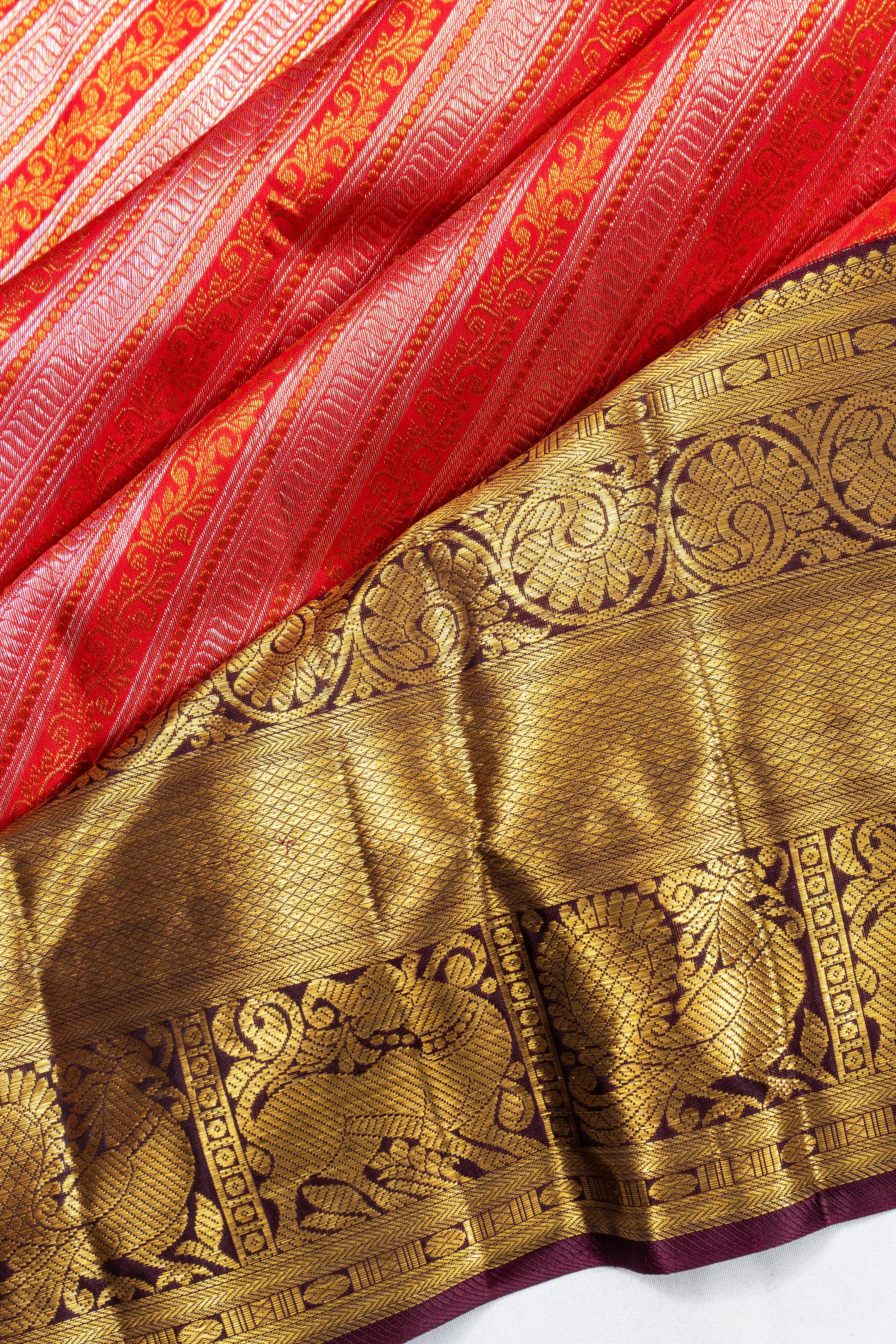 Kanchipuram Silk Brocade Red Saree