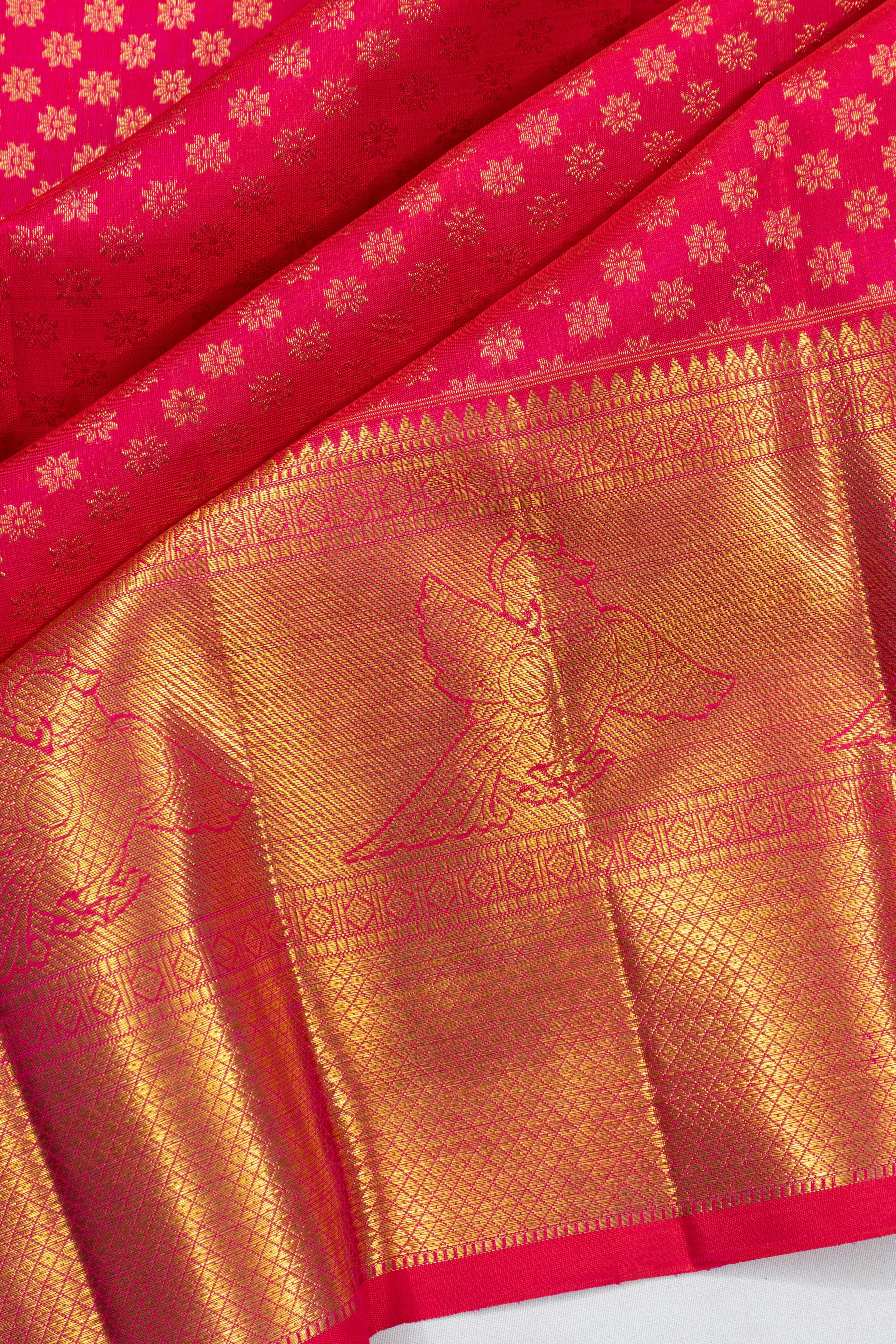 Kanchipuram Silk Brocade Pink Saree