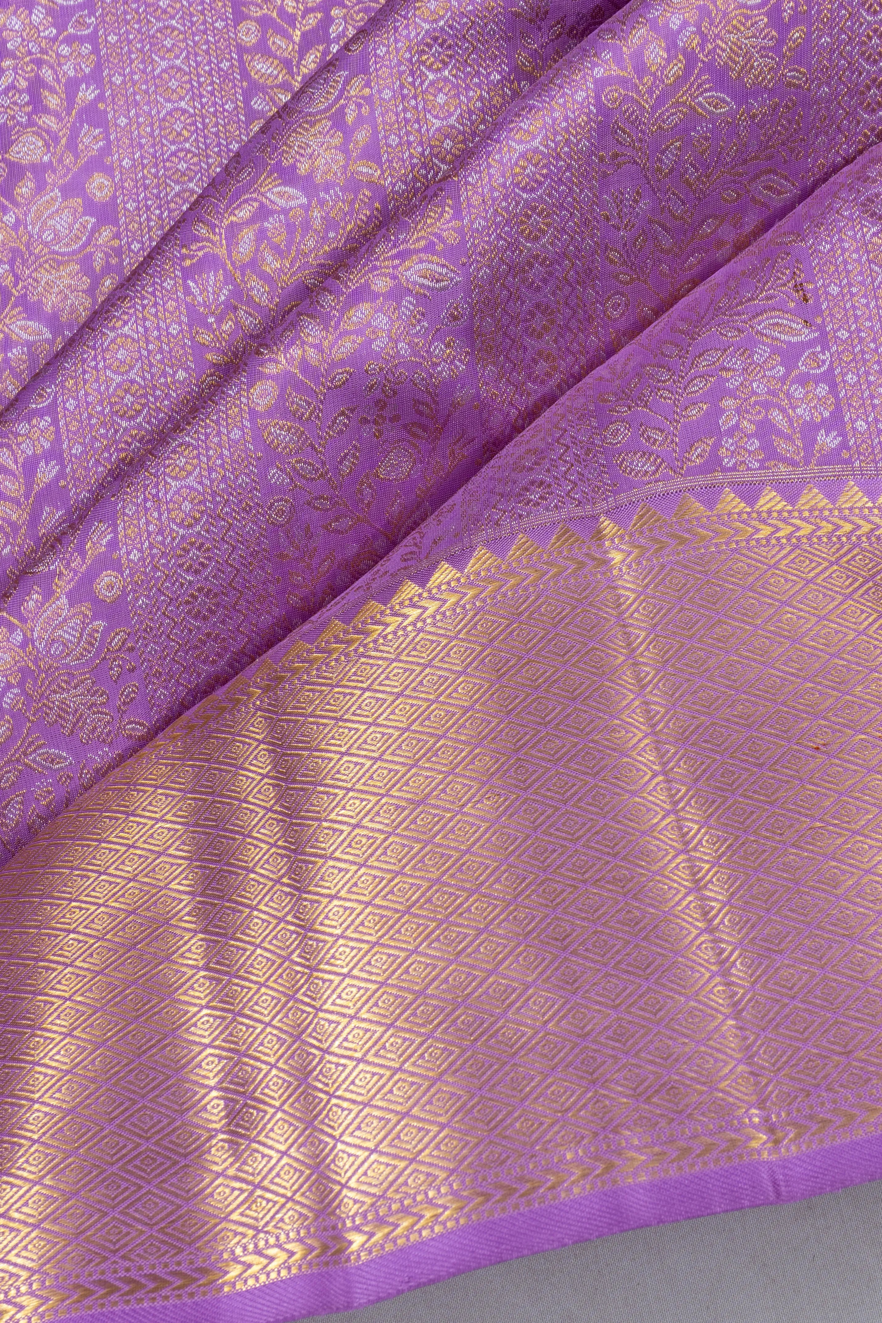 Kanchipuram Silk Brocade Lavender Saree