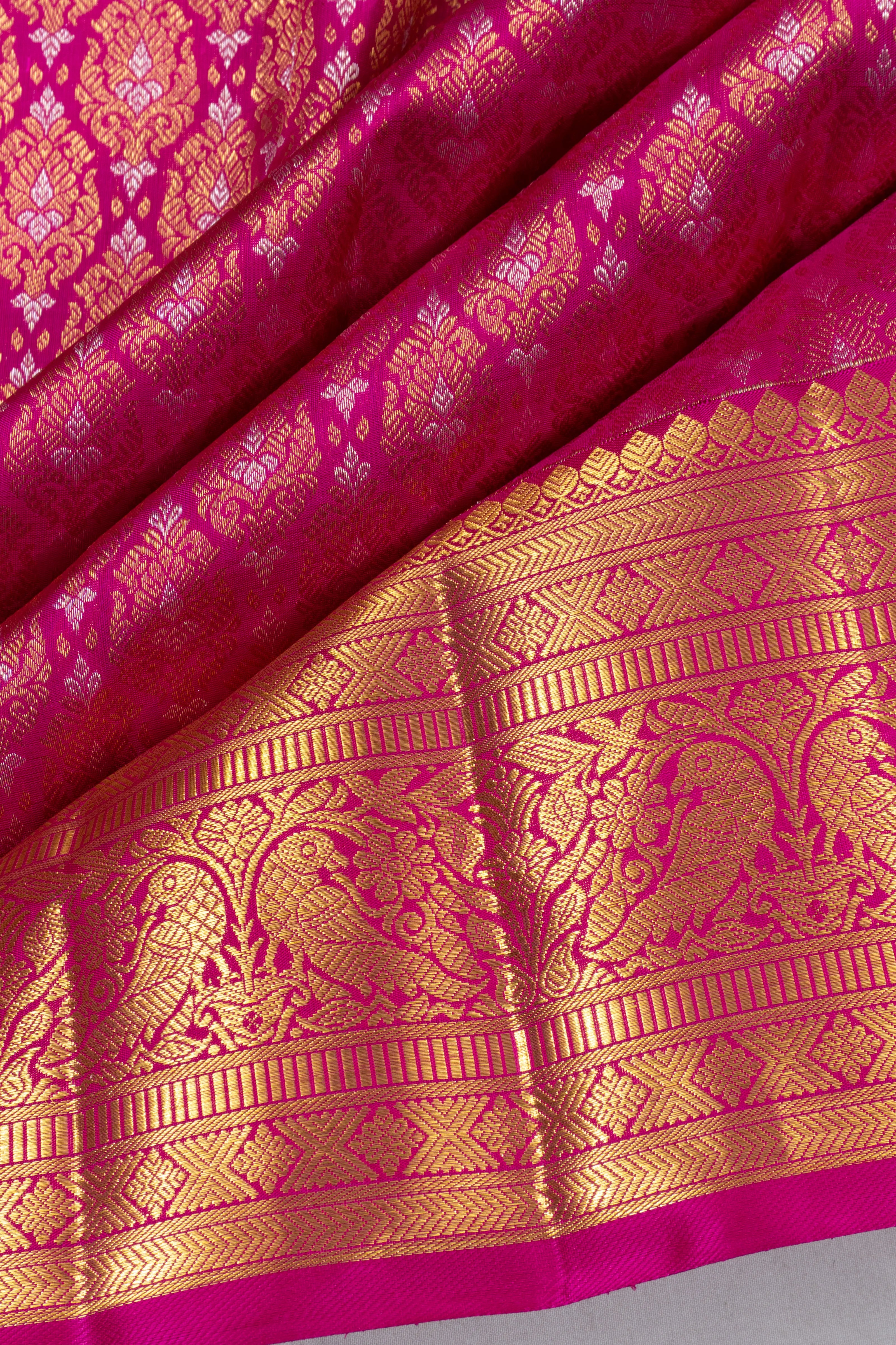 Kanchipuram Silk Brocade Pink Saree