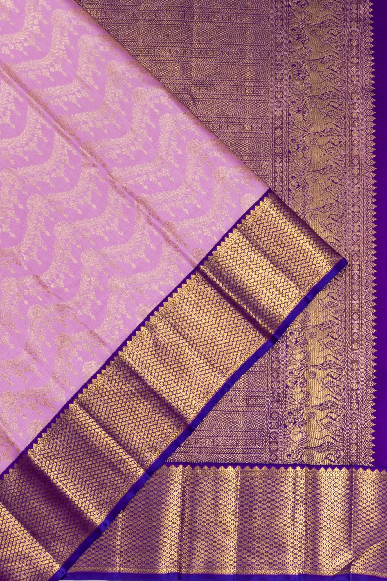 Kanchipuram Silk Brocade Pink Saree