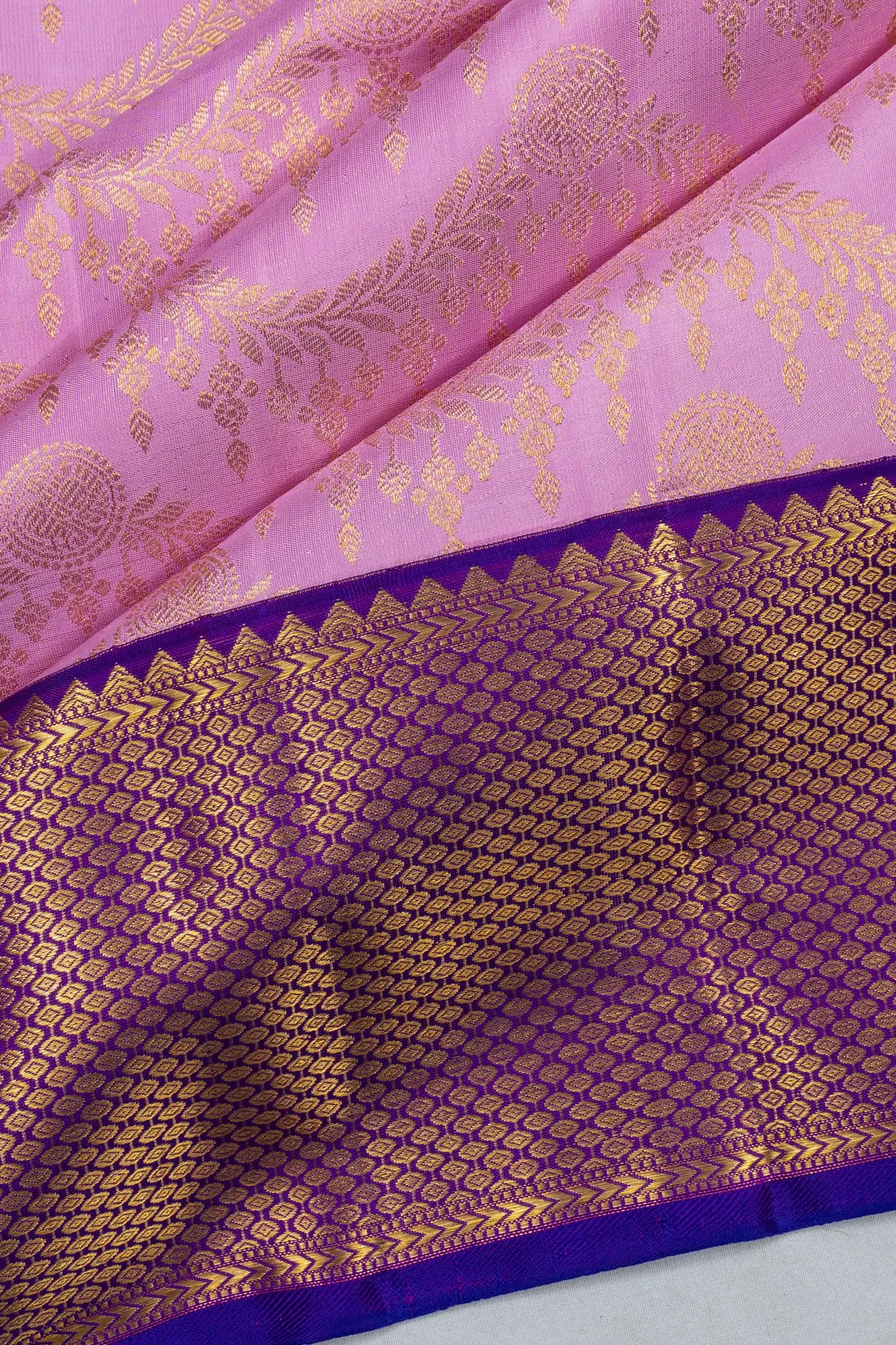 Kanchipuram Silk Brocade Pink Saree