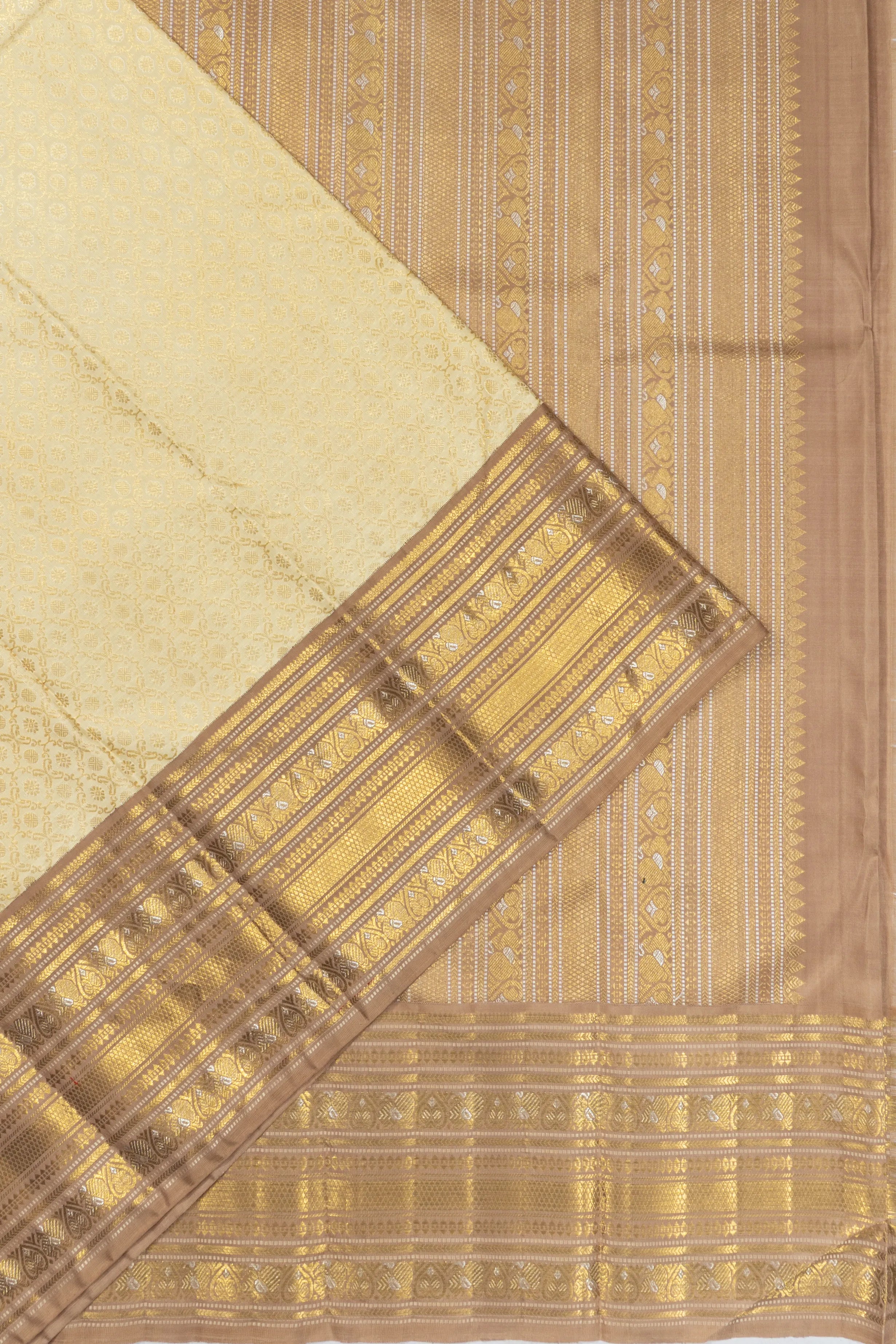 Classic Kanchipuram Silk Brocade White Saree