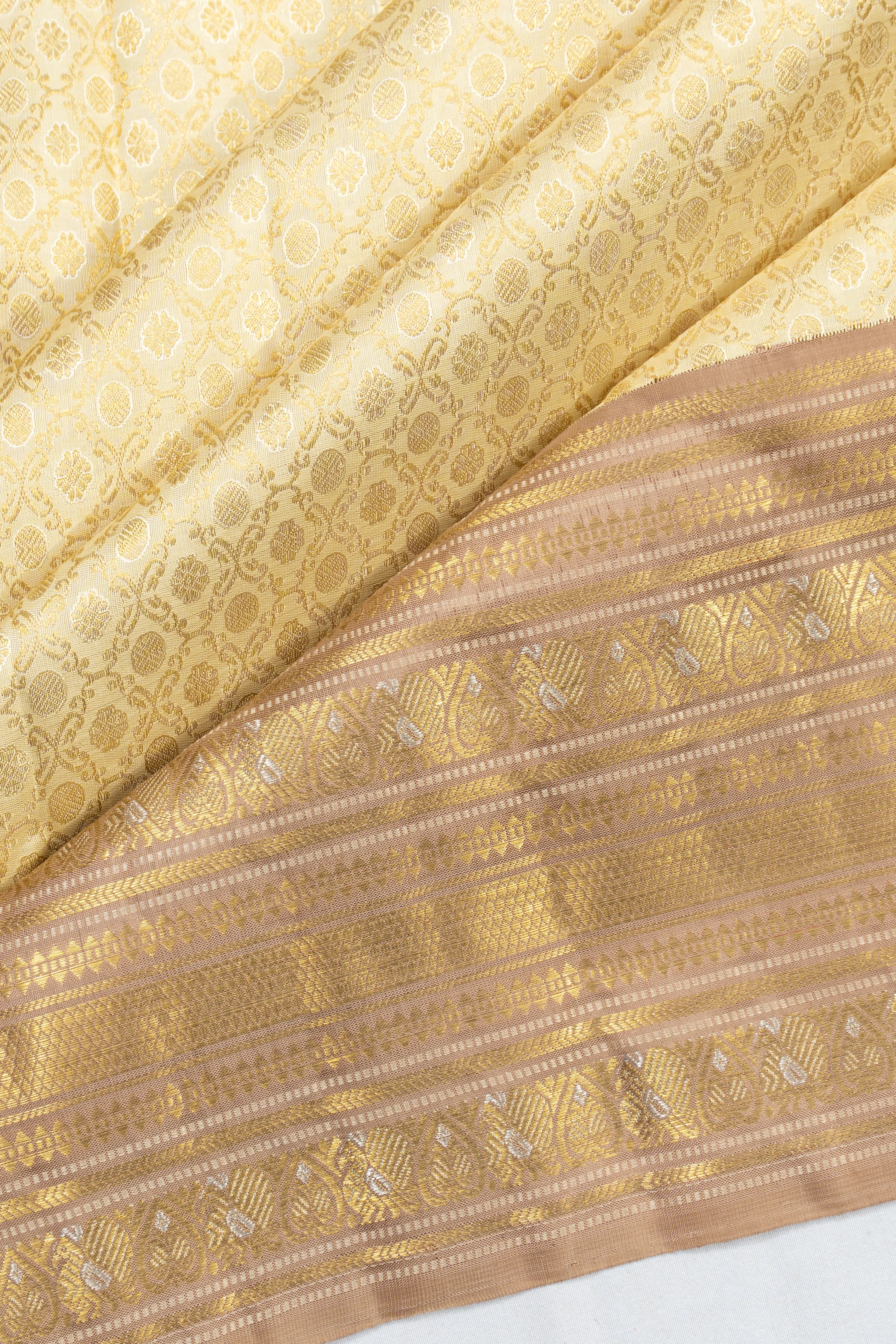 Classic Kanchipuram Silk Brocade White Saree