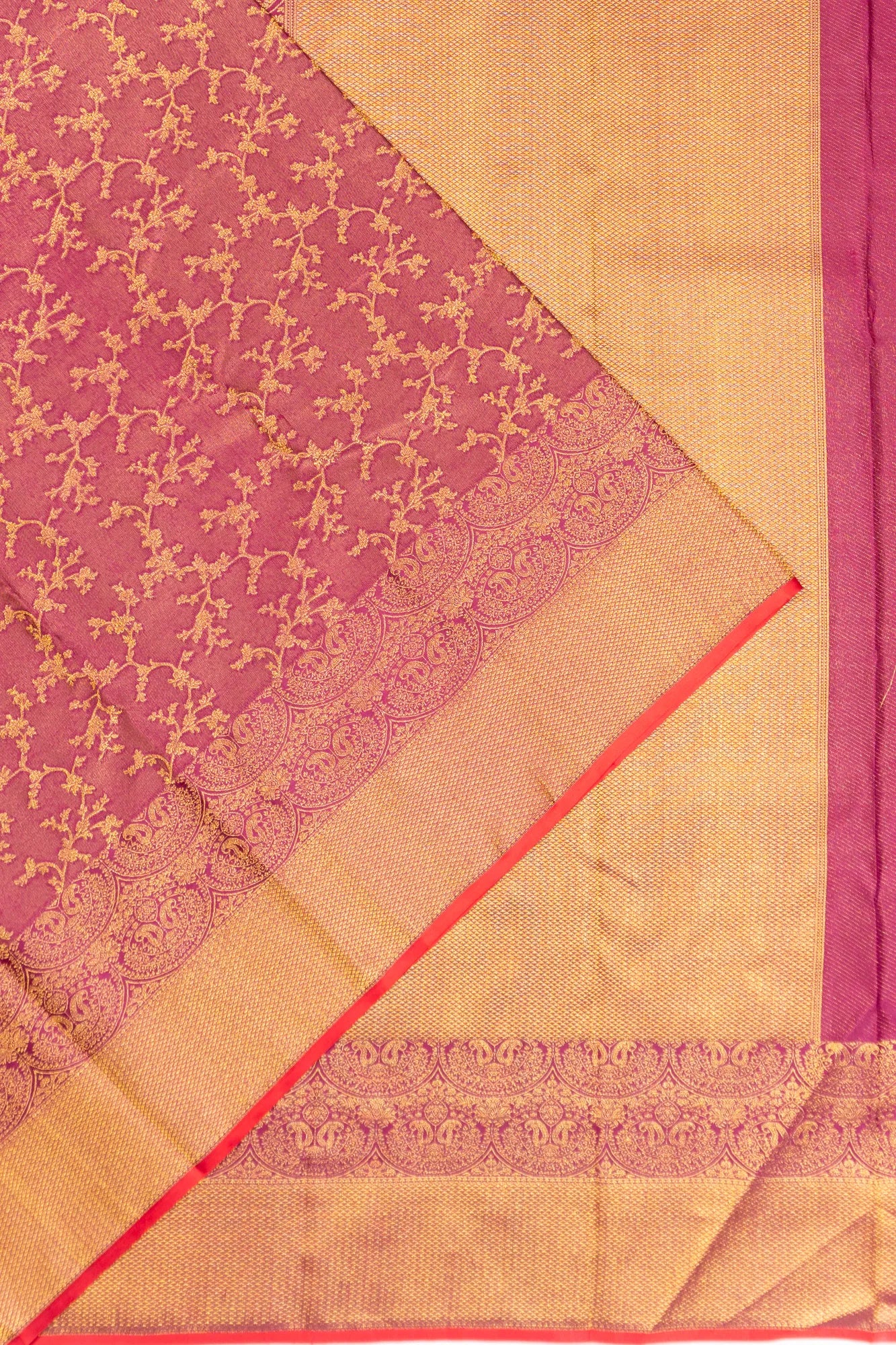 Kanchipuram Silk Tissue Jaal Pink Saree
