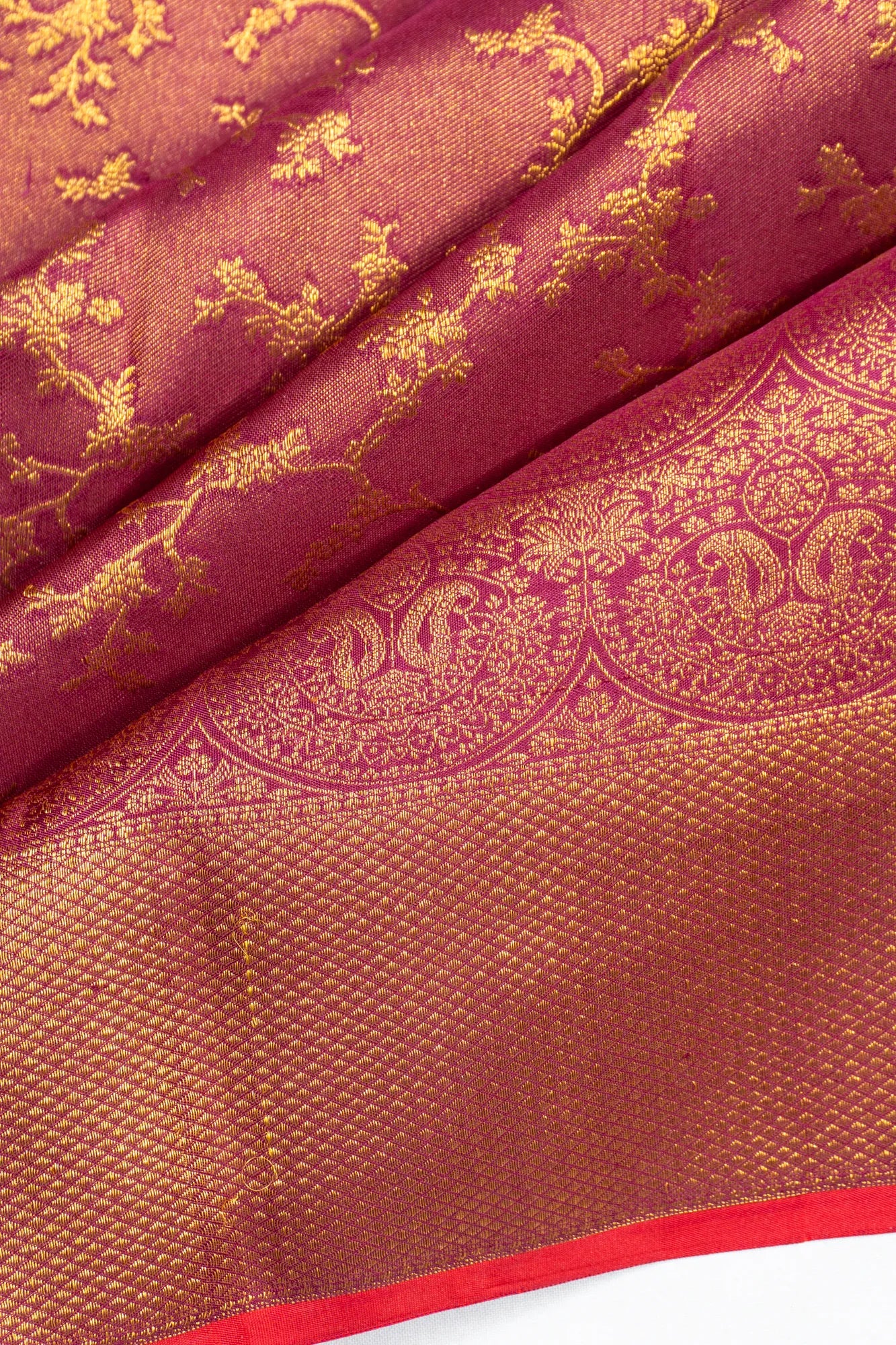 Kanchipuram Silk Tissue Jaal Pink Saree