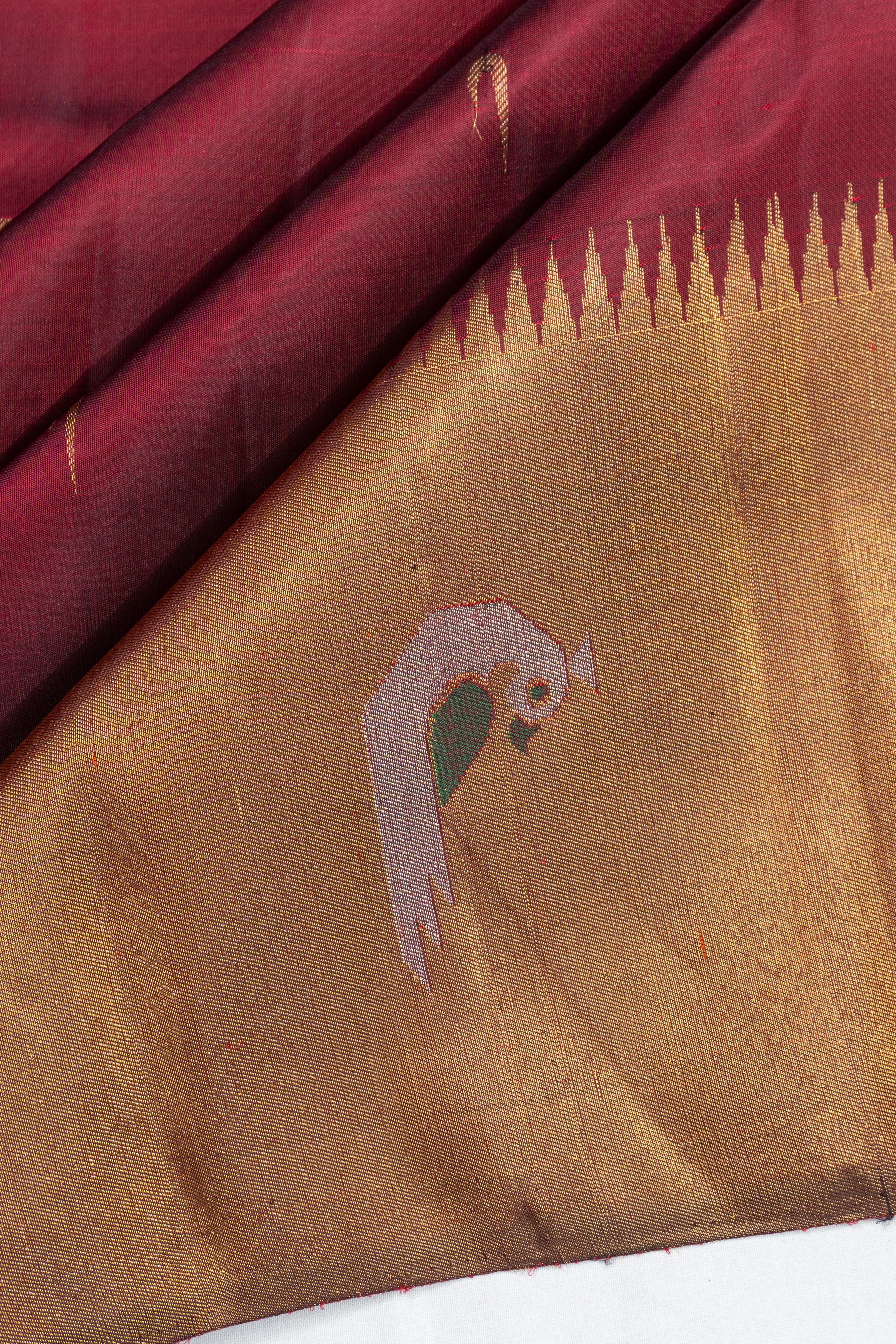 Kanchipuram Silk Butta Maroon Saree