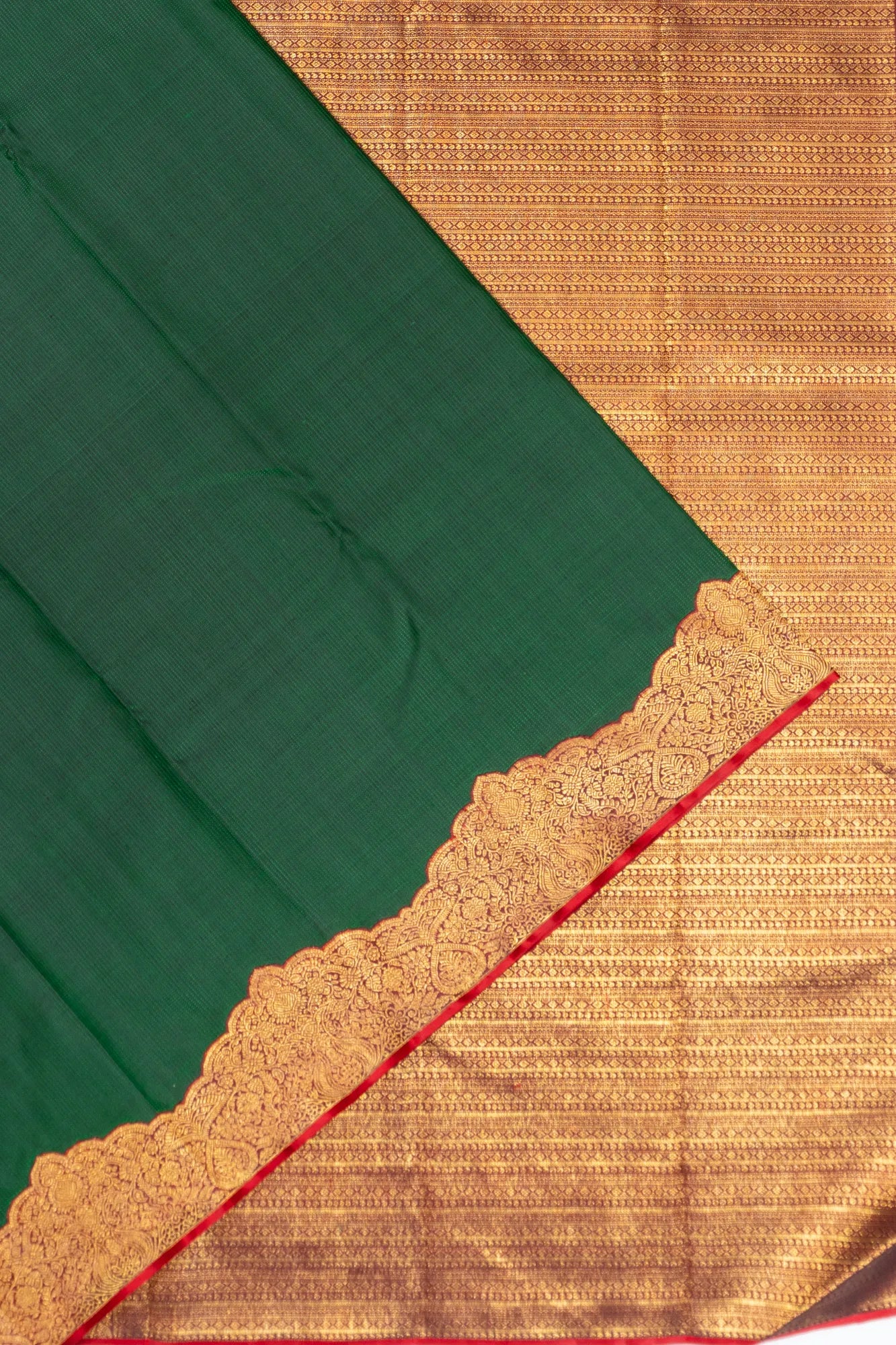 Classic Kanchipuram Silk Jacquard Bottle Green Saree