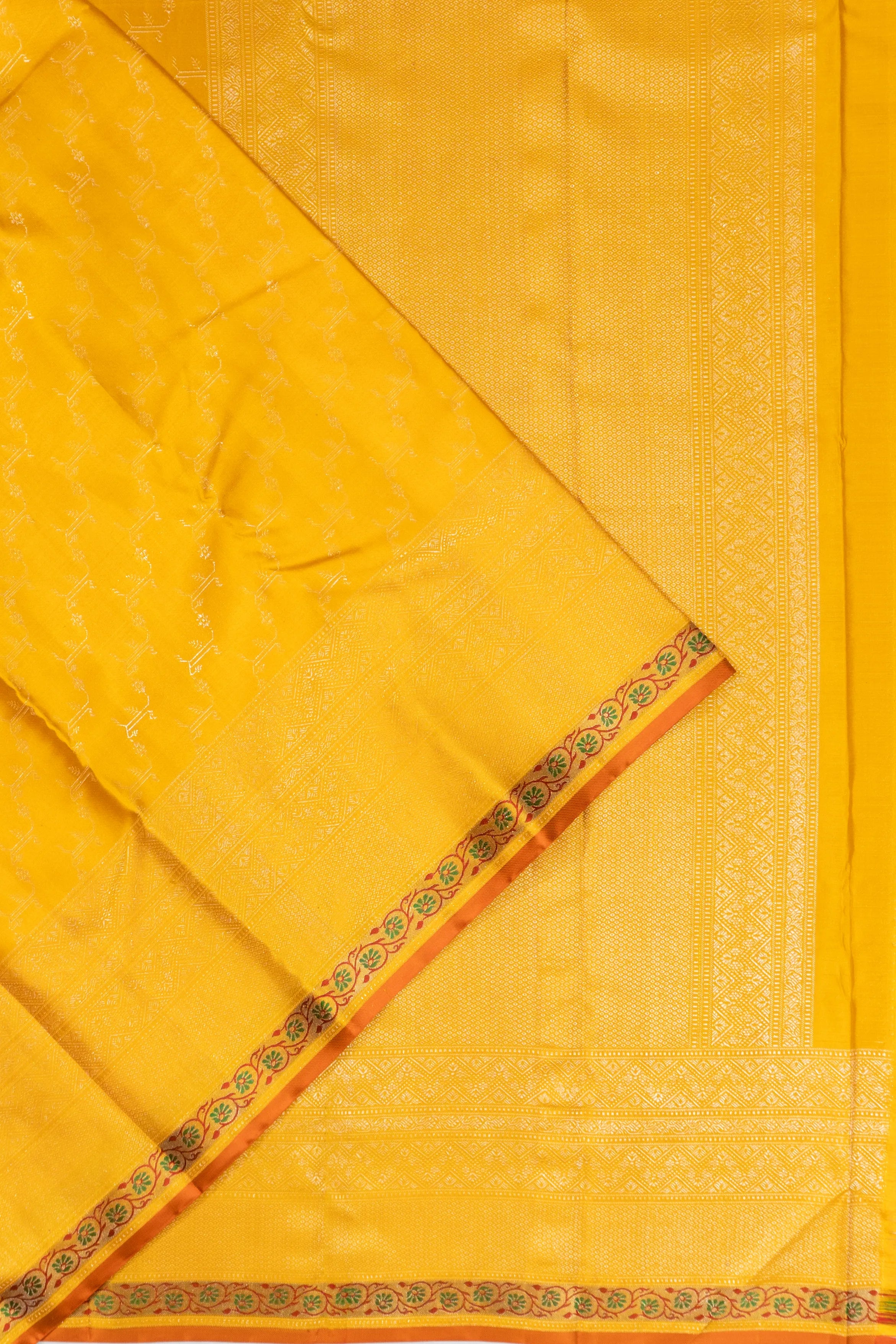 Kanchipuram Silk Brocade Yellow Saree