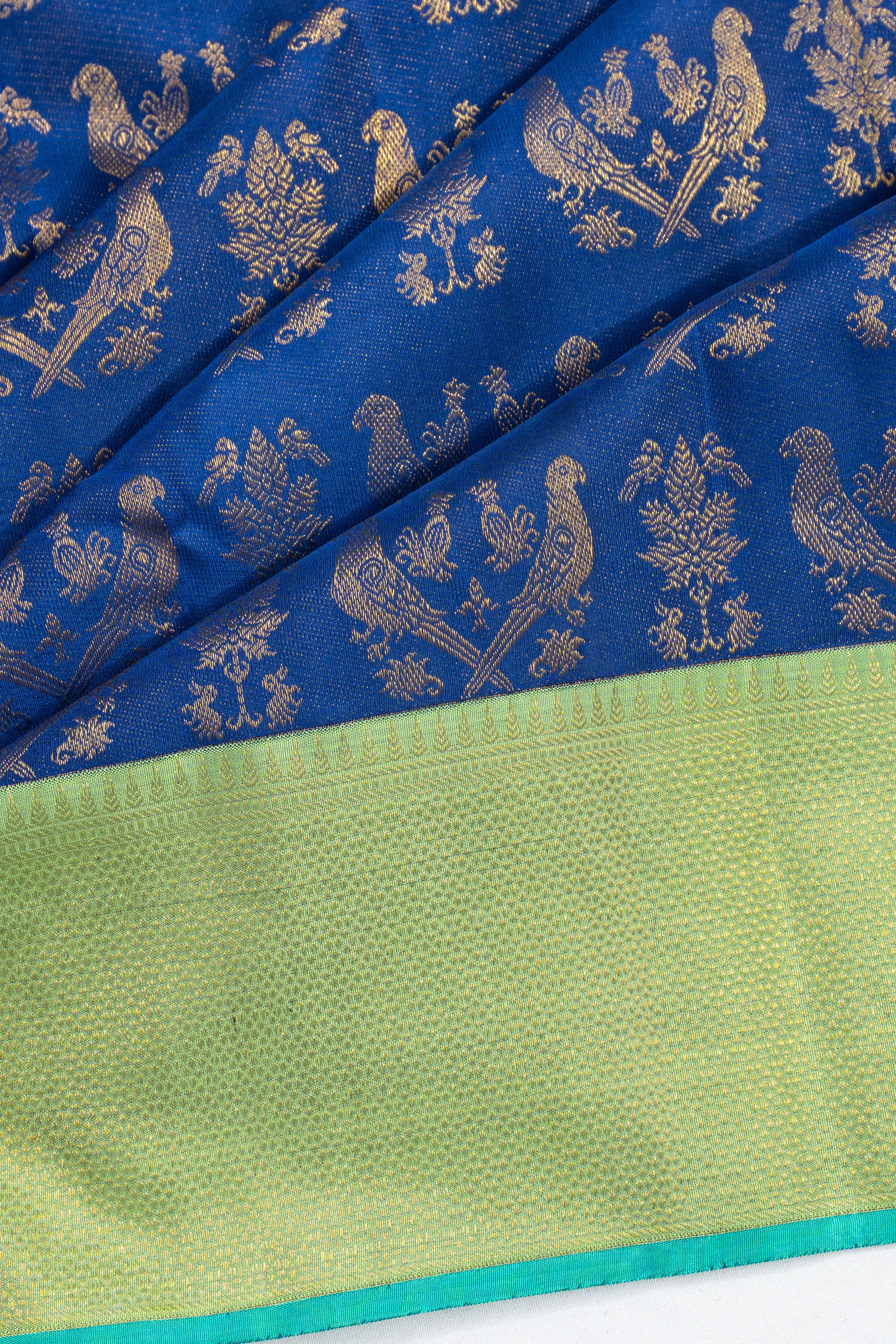 Kanchipuram Silk Brocade Royal Blue Saree