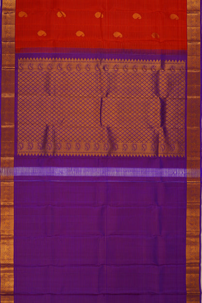 Taranga Kanchi Silk Oosi Lines And Butta Rust Orange Saree