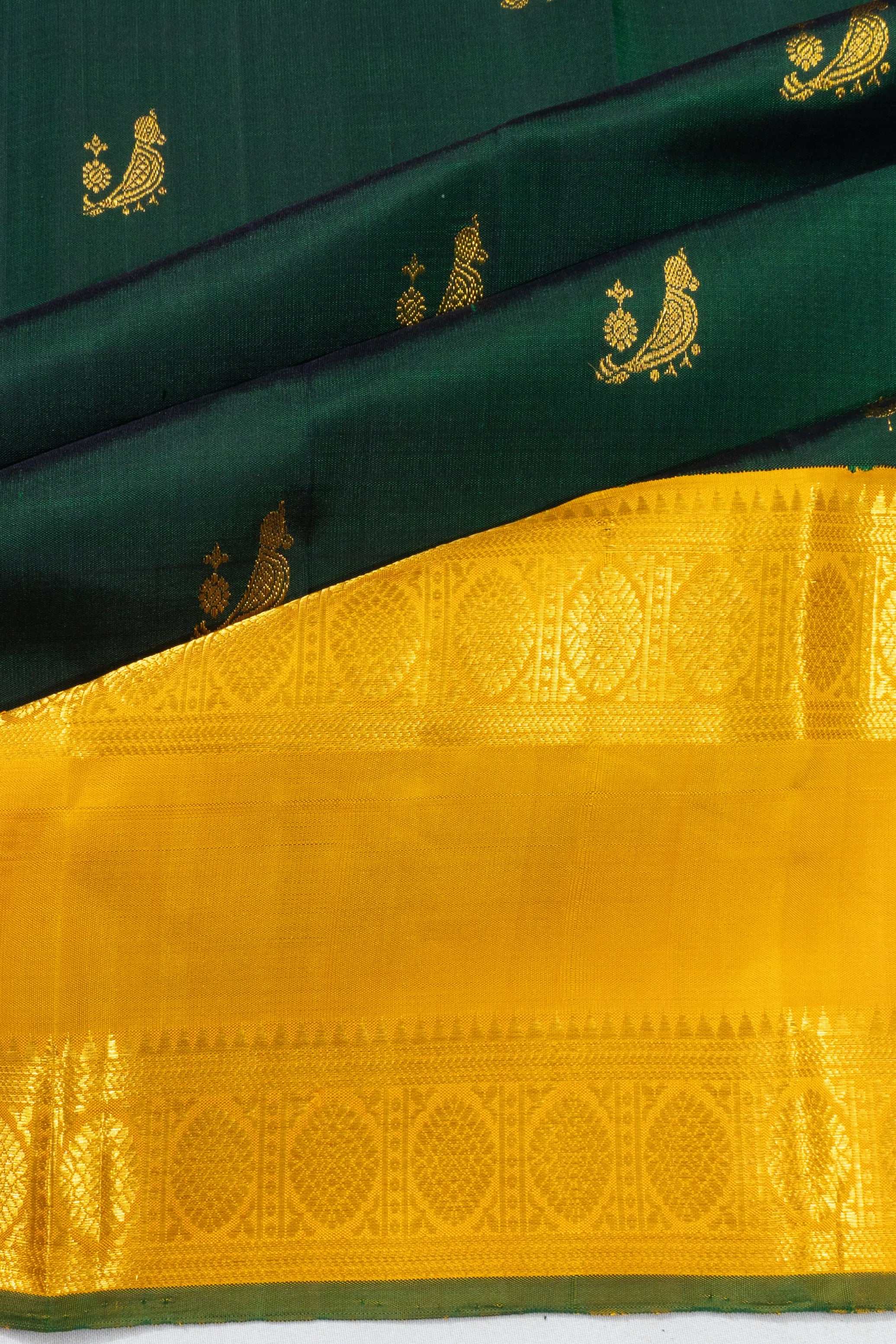 Classic Kanchipuram Silk Butta Bottle Green Saree